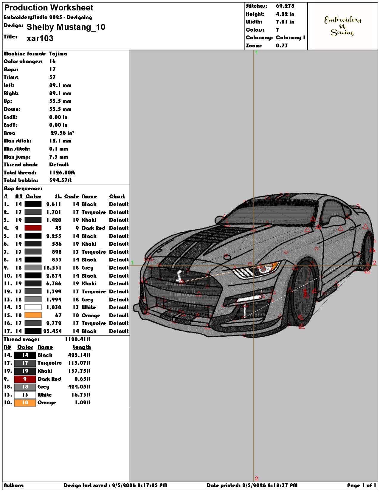 Shelby Mustang  - Elegant embroidery design file-instant download — view 3