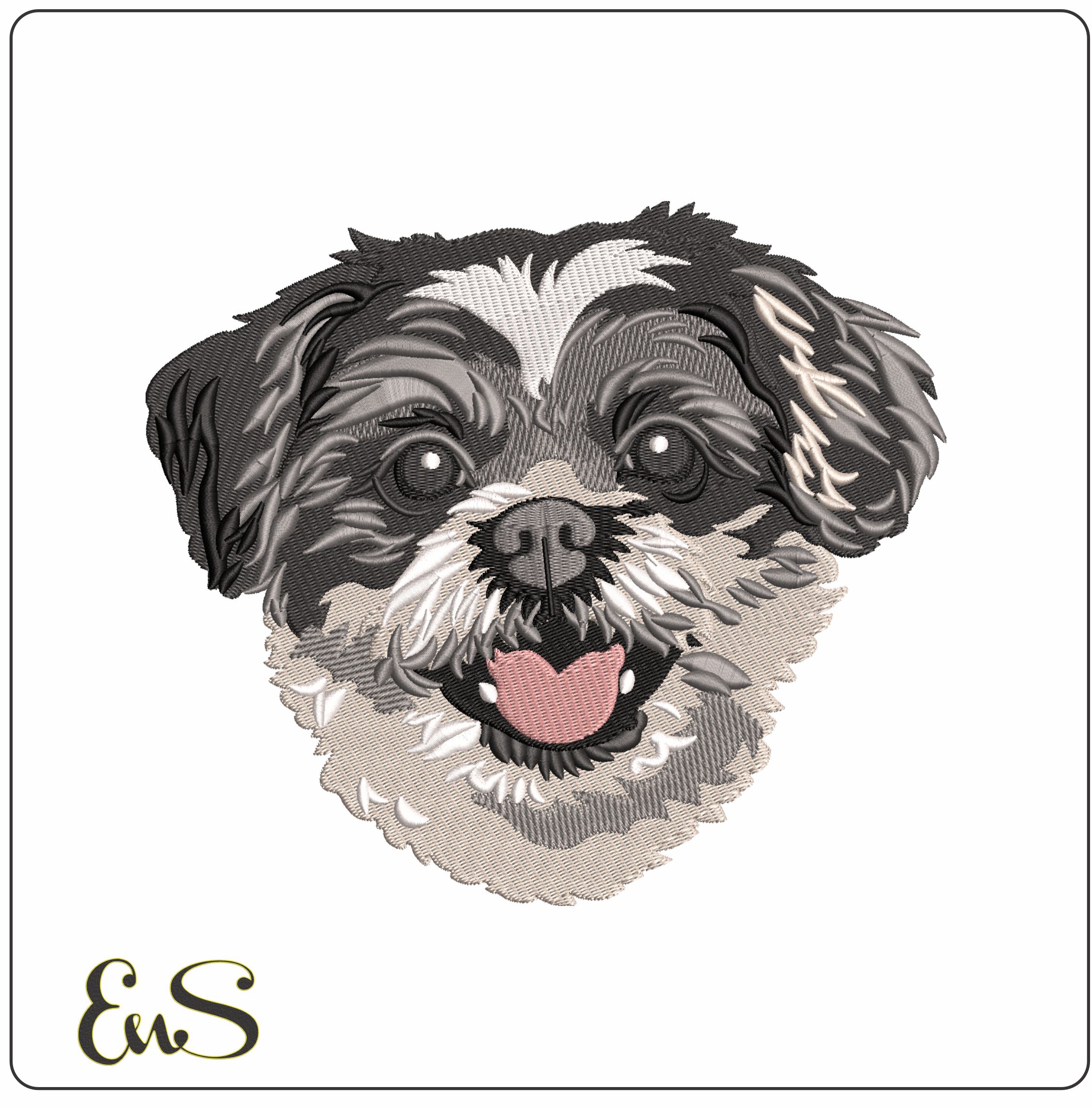 Shih Tzu Dog Face  - Elegant embroidery design file-instant download