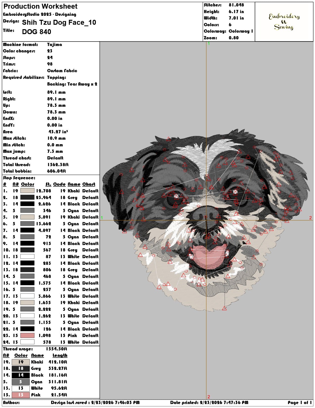 Shih Tzu Dog Face  - Elegant embroidery design file-instant download — view 3