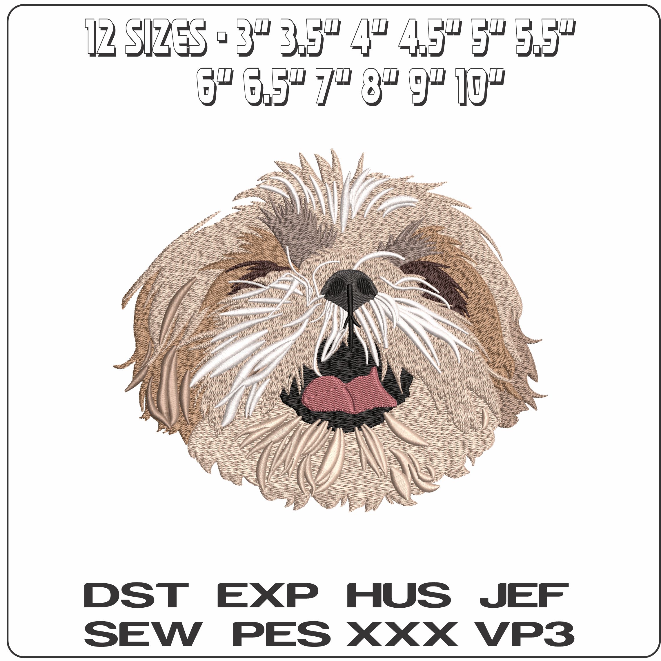 Shih Tzu Dog Facr Begging  - Elegant embroidery design file-instant download — view 2