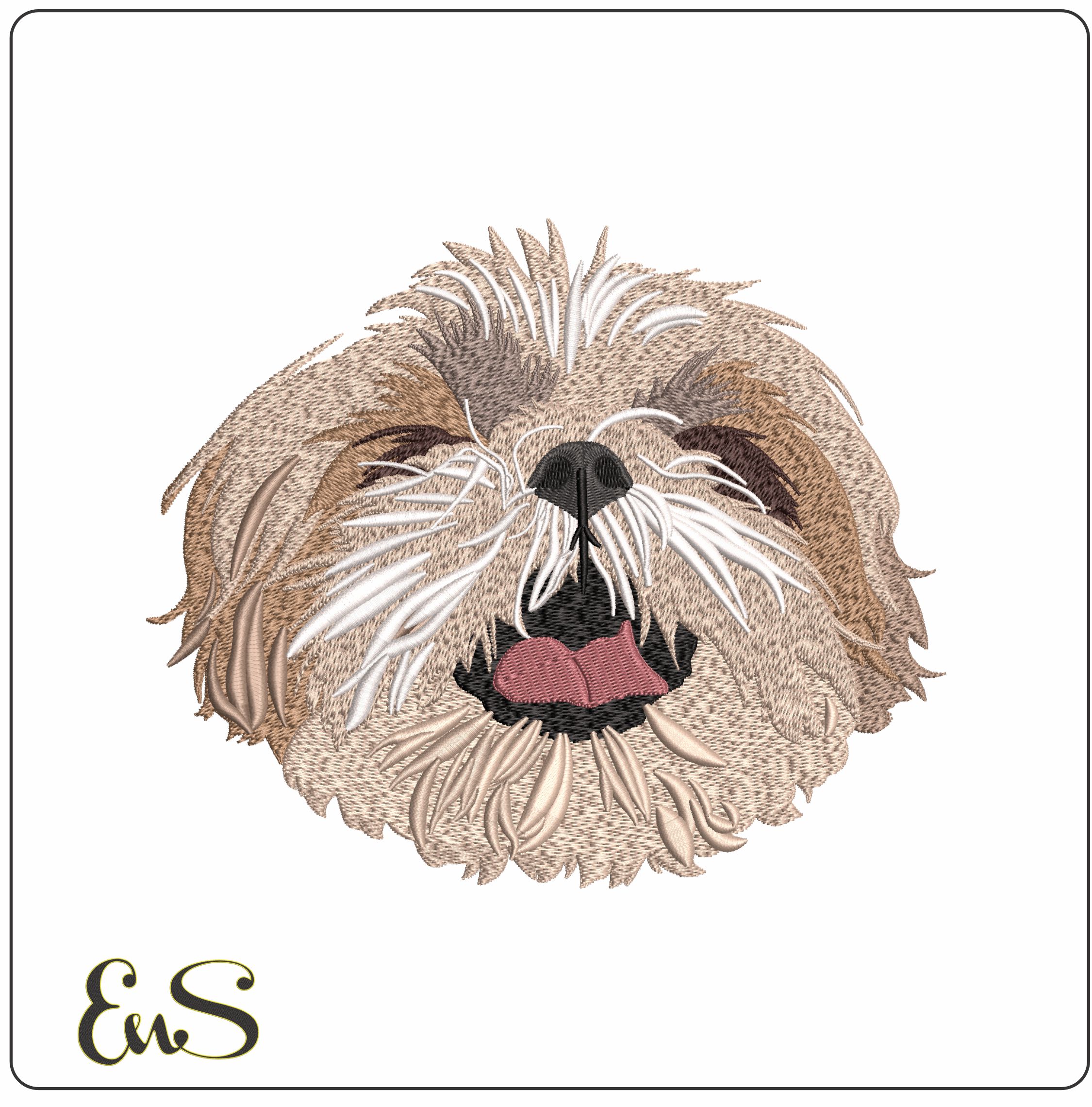 Shih Tzu Dog Facr Begging  - Elegant embroidery design file-instant download
