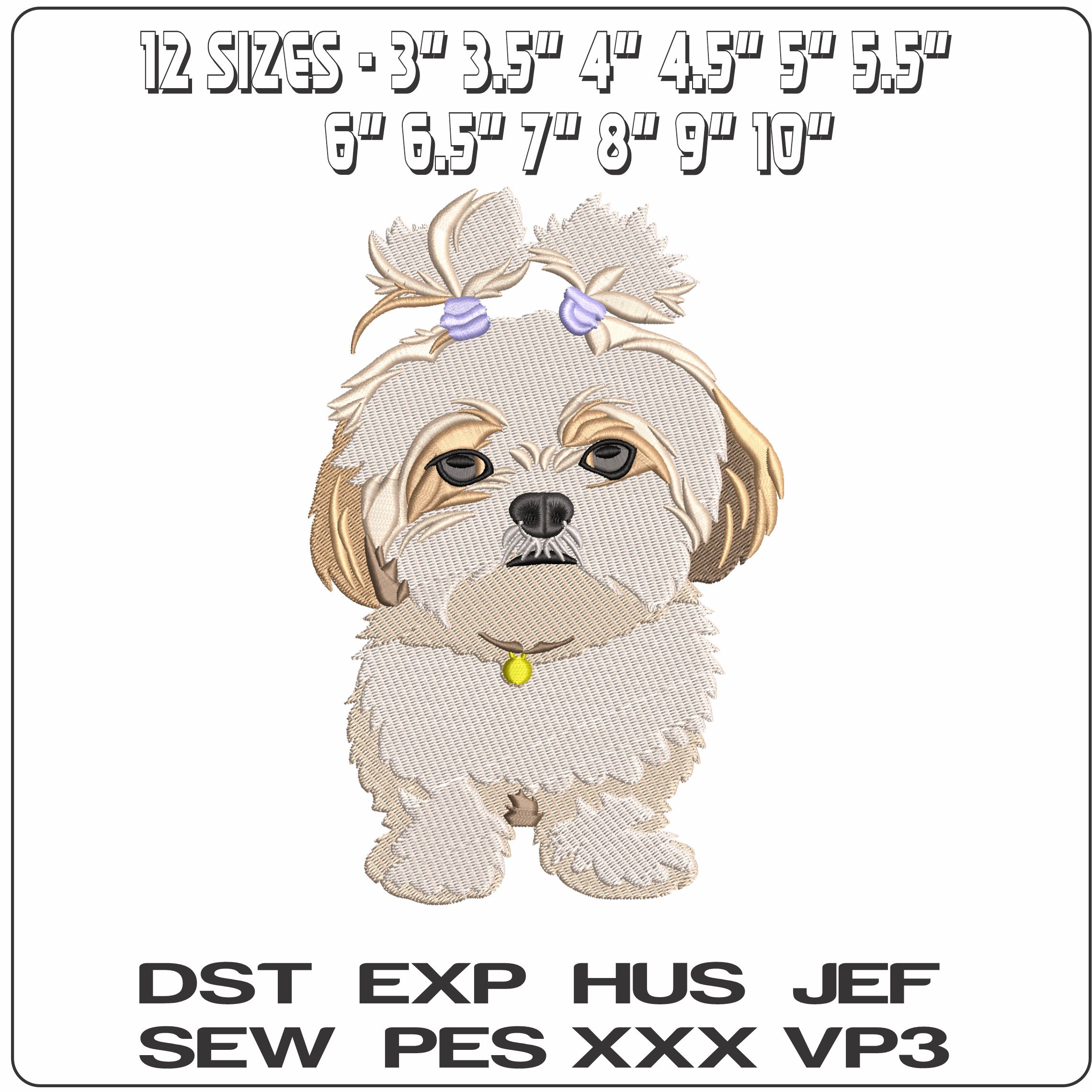 Shih Tzu Dog standing  - Elegant embroidery design file-instant download — view 2