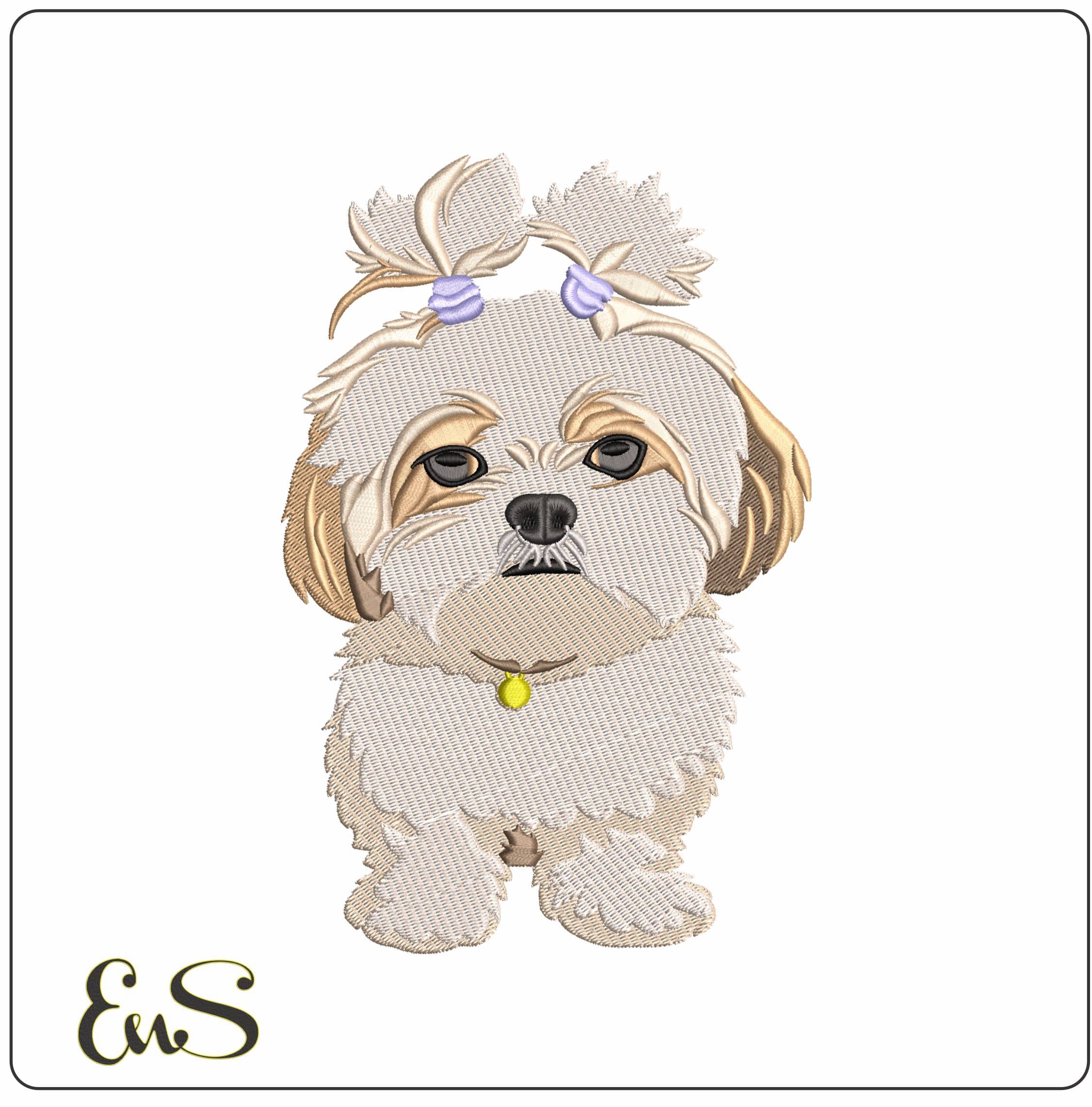 Shih Tzu Dog standing  - Elegant embroidery design file-instant download