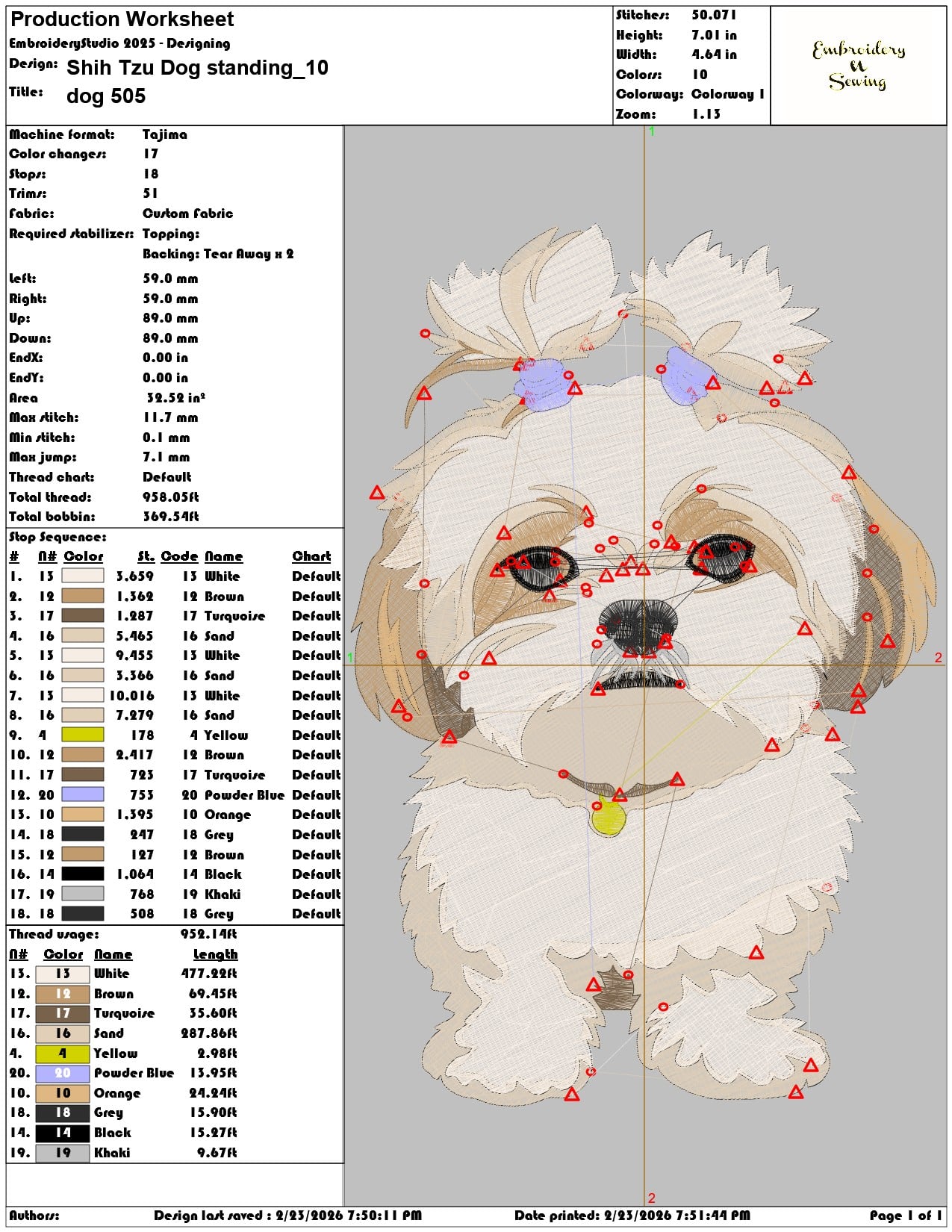 Shih Tzu Dog standing  - Elegant embroidery design file-instant download — view 3