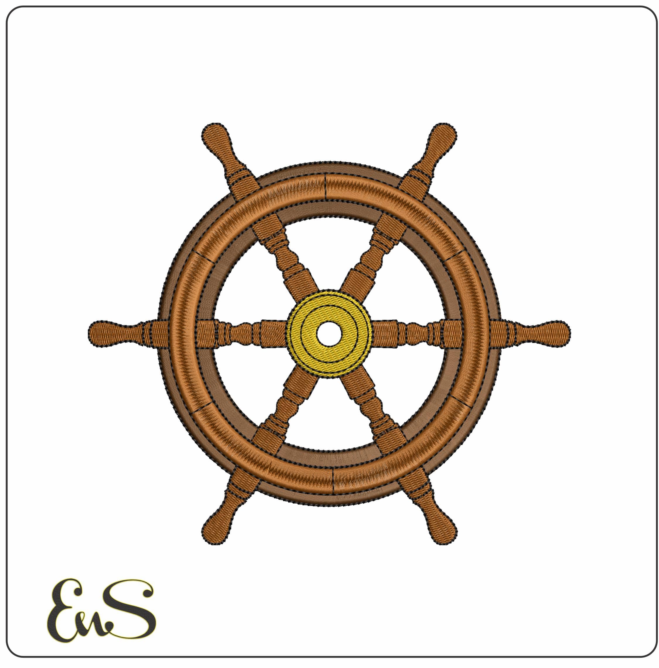 Ships Wooden Helm  - Elegant embroidery design file-instant download
