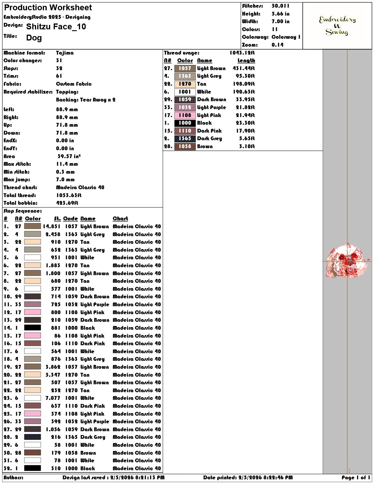 Shitzu Face  - Elegant embroidery design file-instant download — view 3