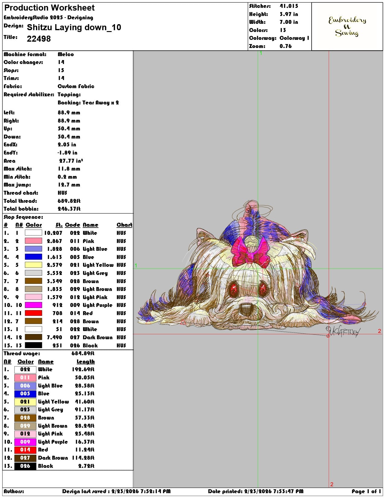 Shitzu Laying down  - Elegant embroidery design file-instant download — view 3