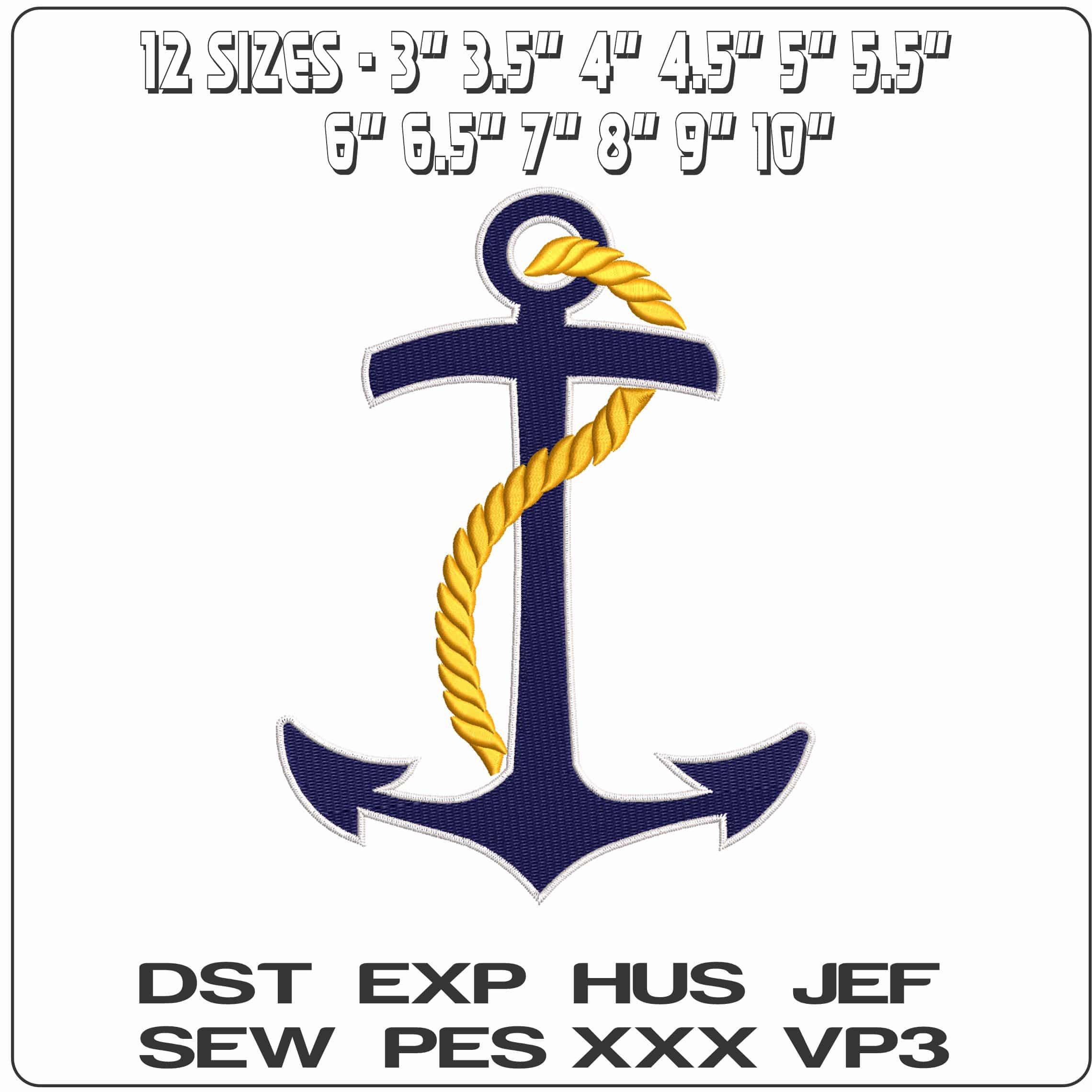 Silver Anchor with Rope  - Elegant embroidery design file-instant download — view 2