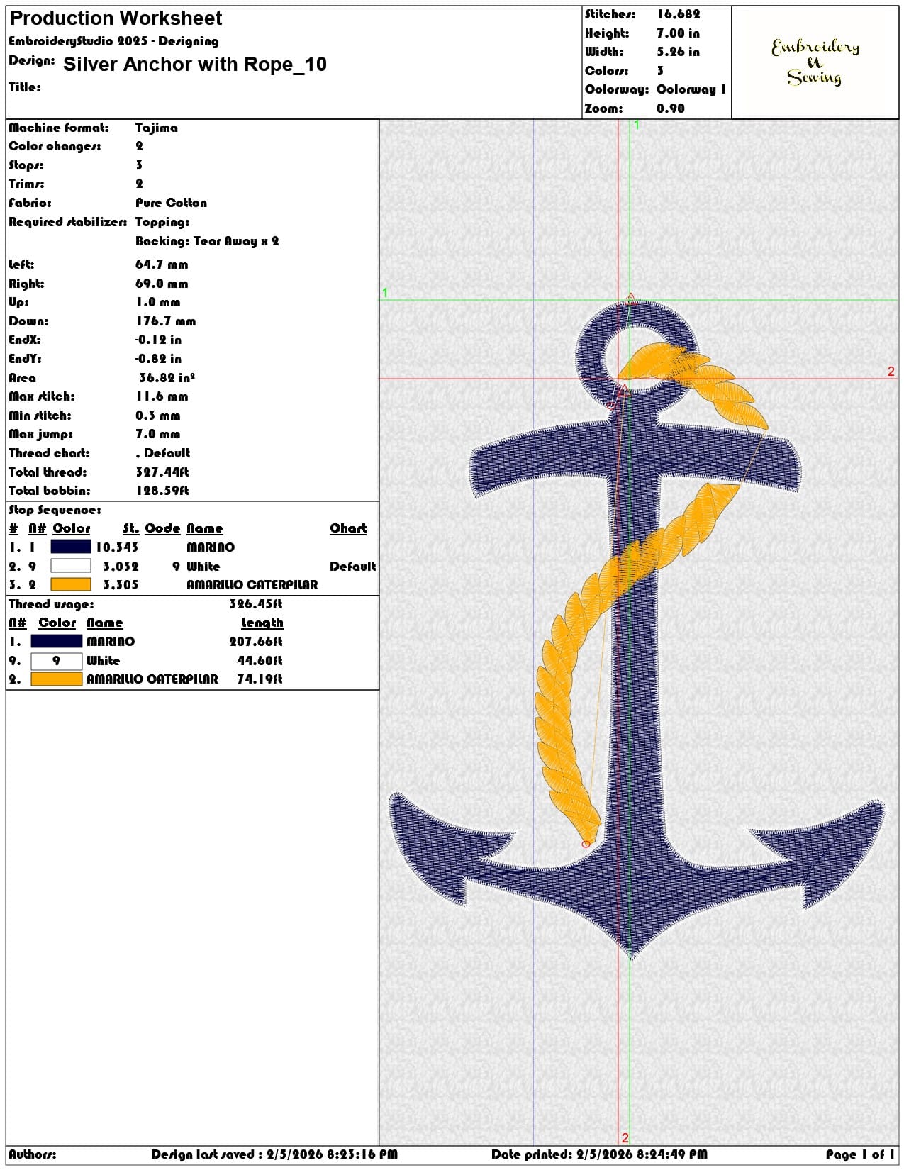 Silver Anchor with Rope  - Elegant embroidery design file-instant download — view 3