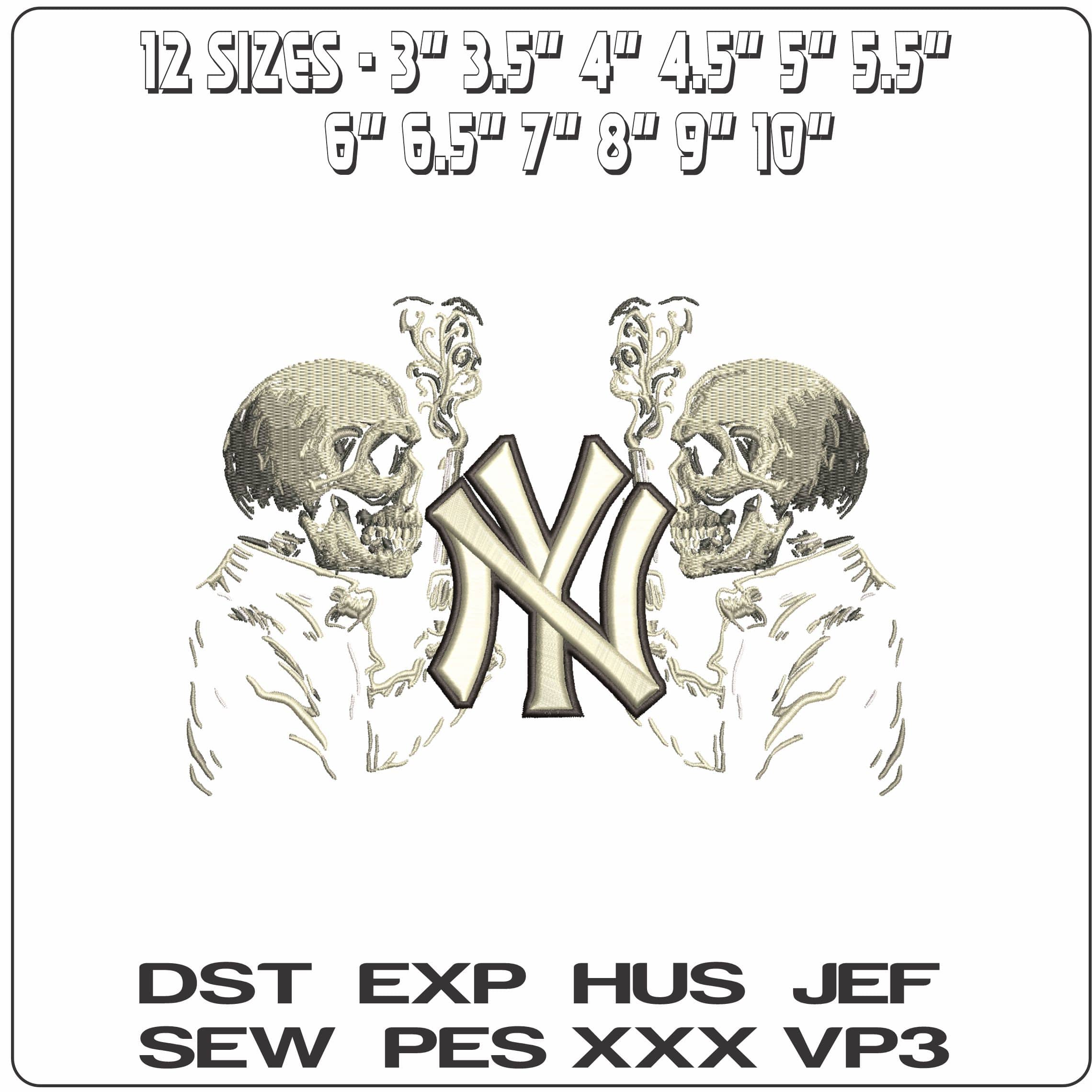 Skeleton with Pistols NY New York  - Elegant embroidery design file-instant download — view 2