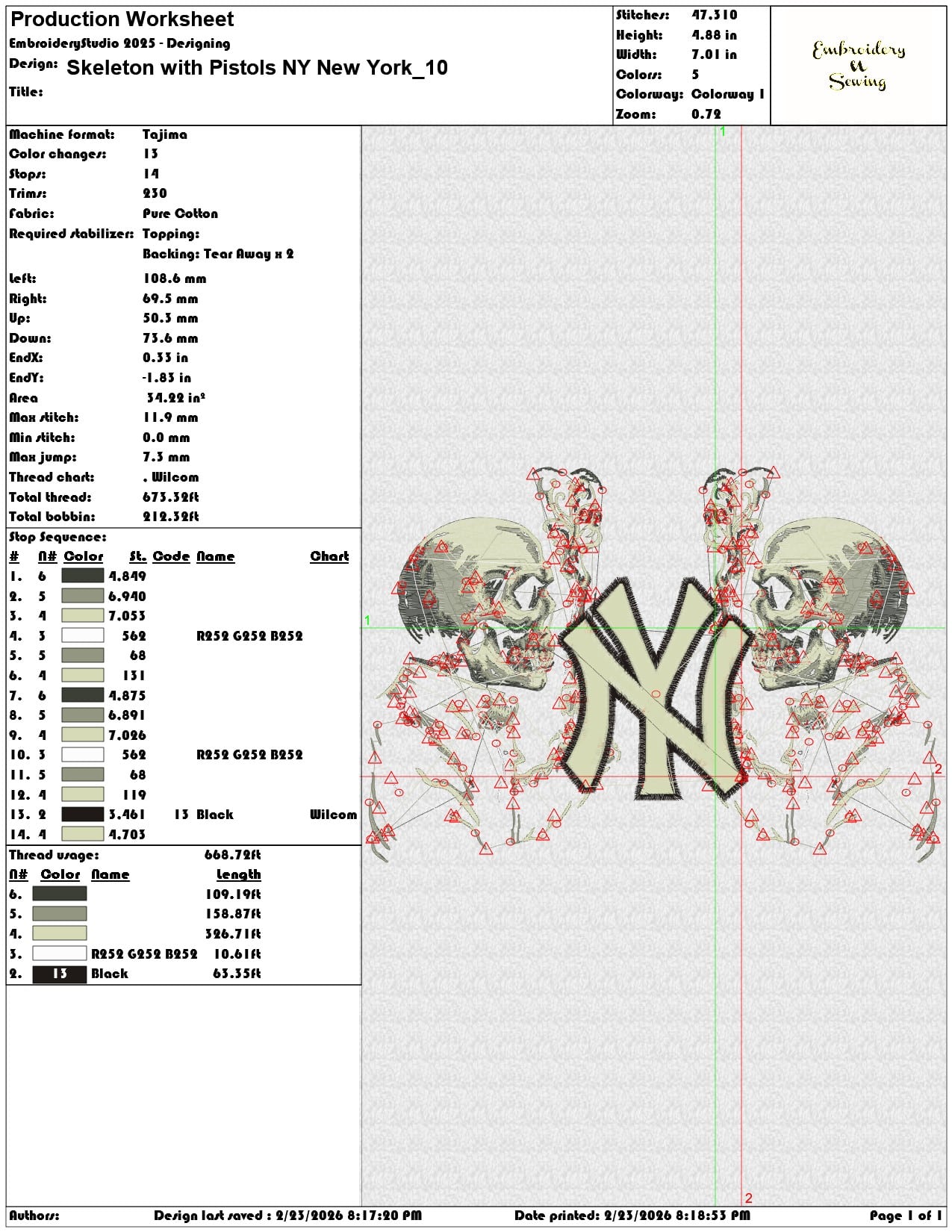Skeleton with Pistols NY New York  - Elegant embroidery design file-instant download — view 3