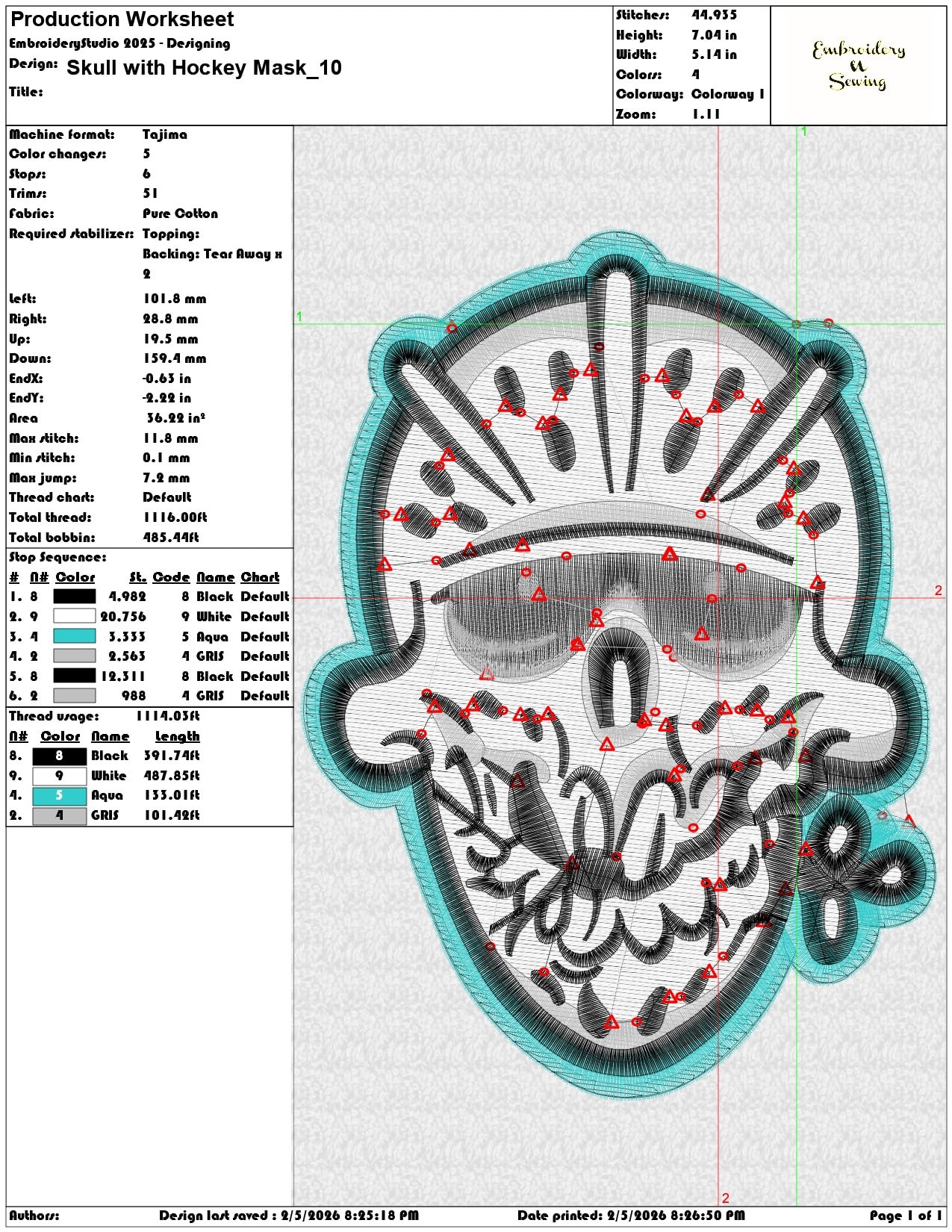 Skull with Hockey Mask  - Elegant embroidery design file-instant download — view 3