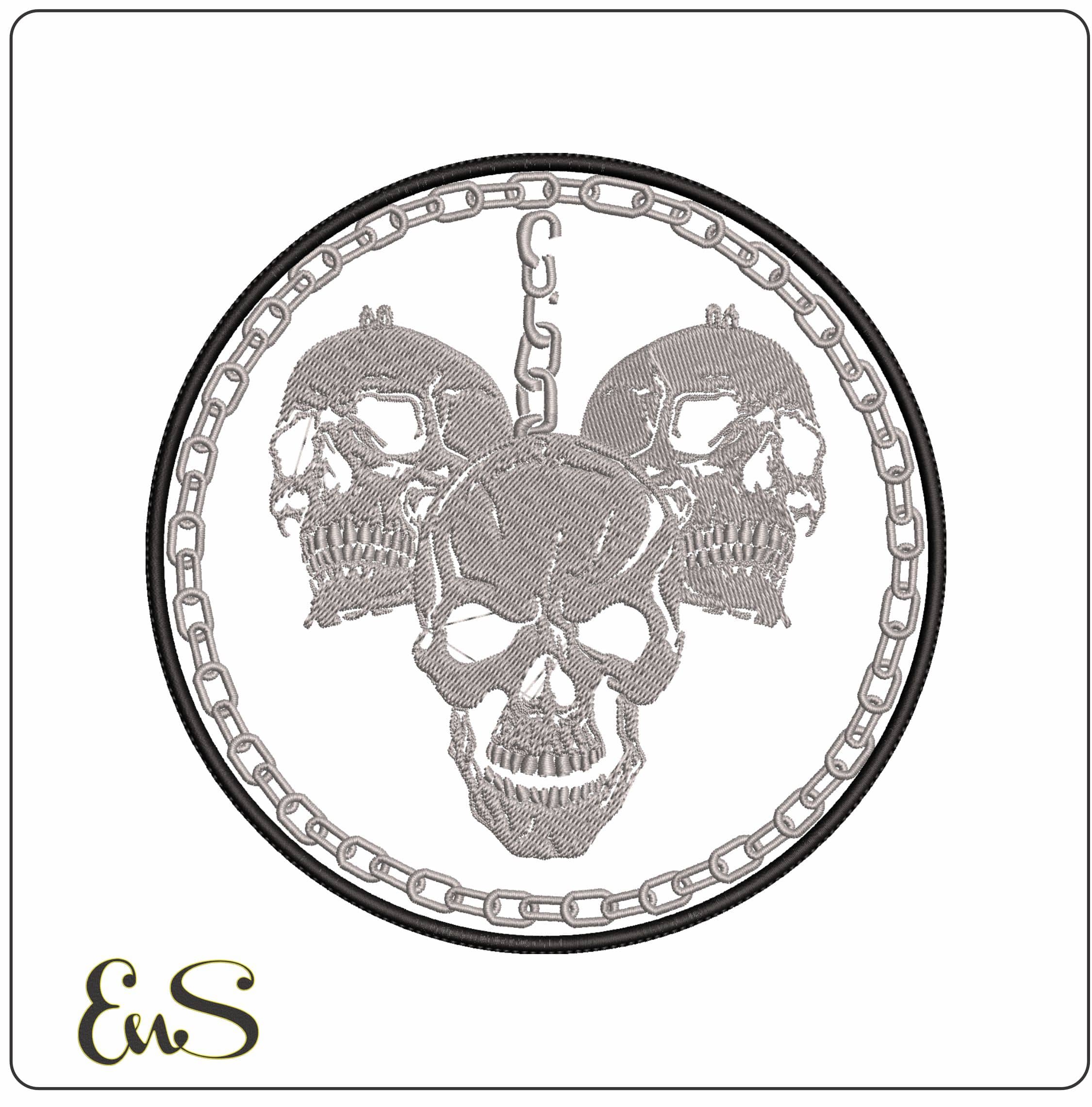 Skulls and Chains  - Elegant embroidery design file-instant download