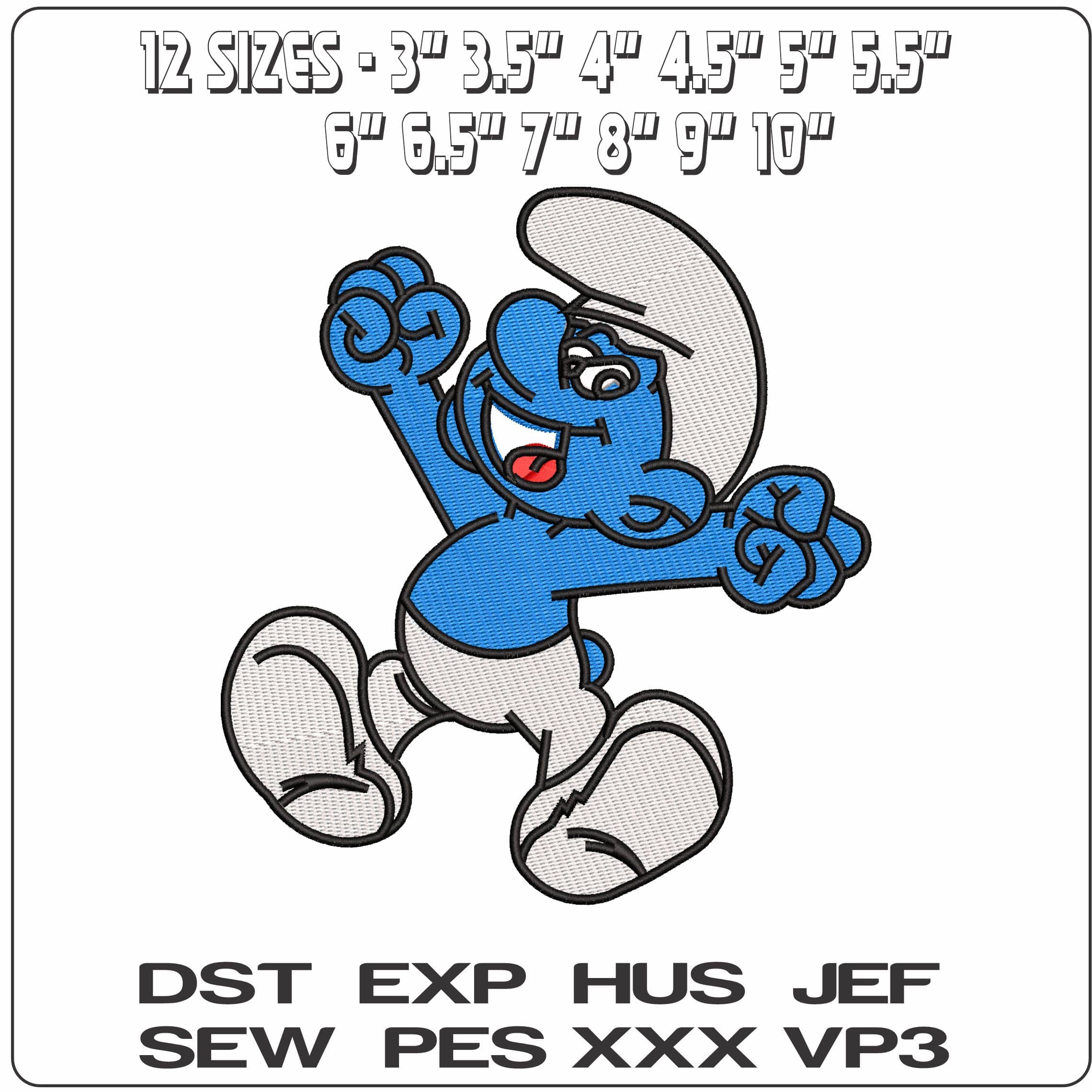 Smurf Cheering The Smurfs Cartoon  - Elegant embroidery design file-instant download — view 2