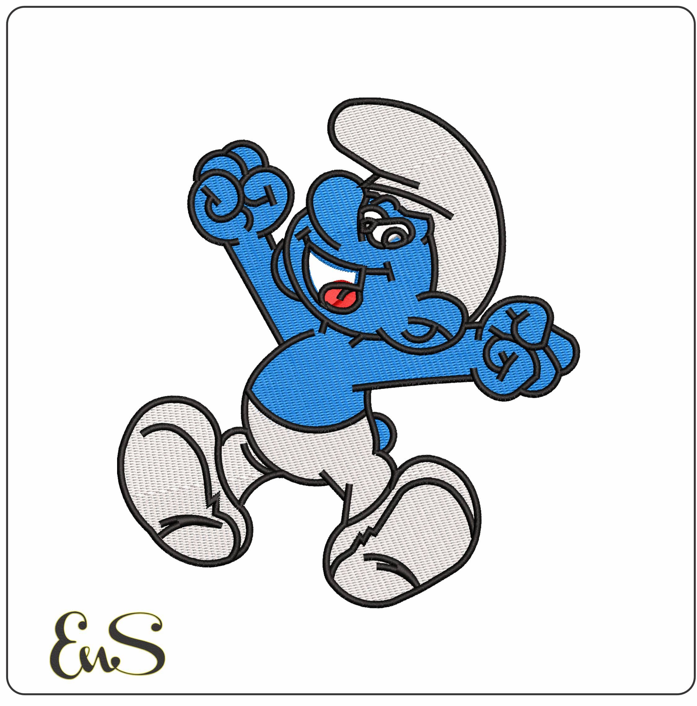 Smurf Cheering The Smurfs Cartoon  - Elegant embroidery design file-instant download