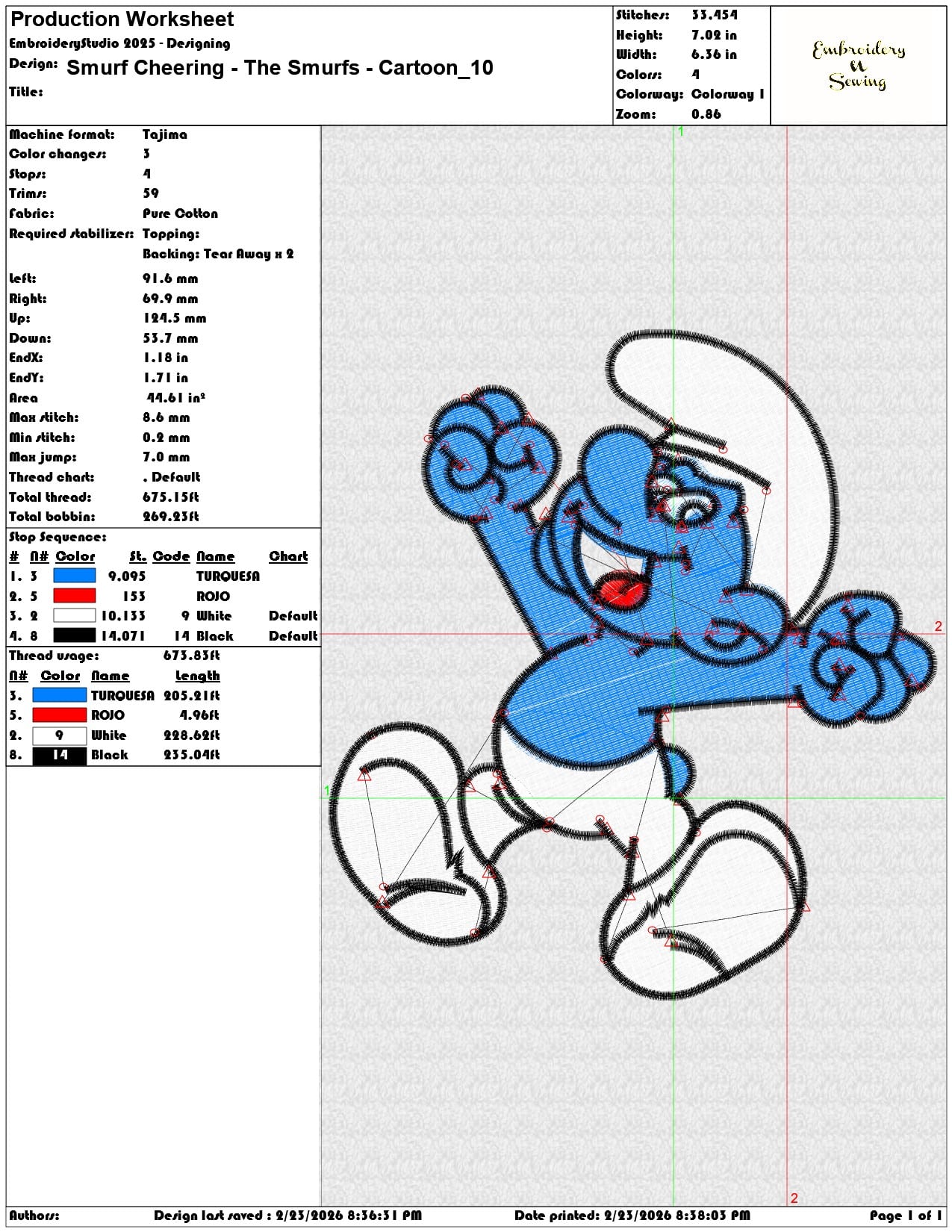 Smurf Cheering The Smurfs Cartoon  - Elegant embroidery design file-instant download — view 3