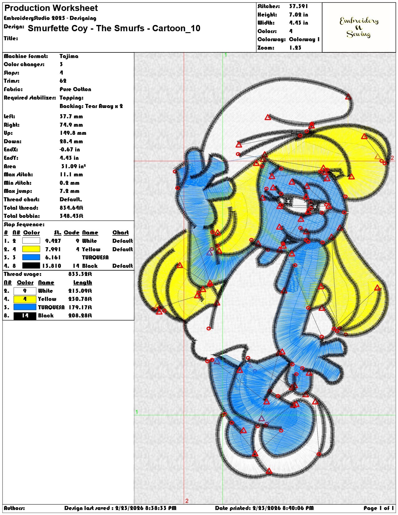 Smurfette Coy The Smurfs Cartoon  - Elegant embroidery design file-instant download — view 3
