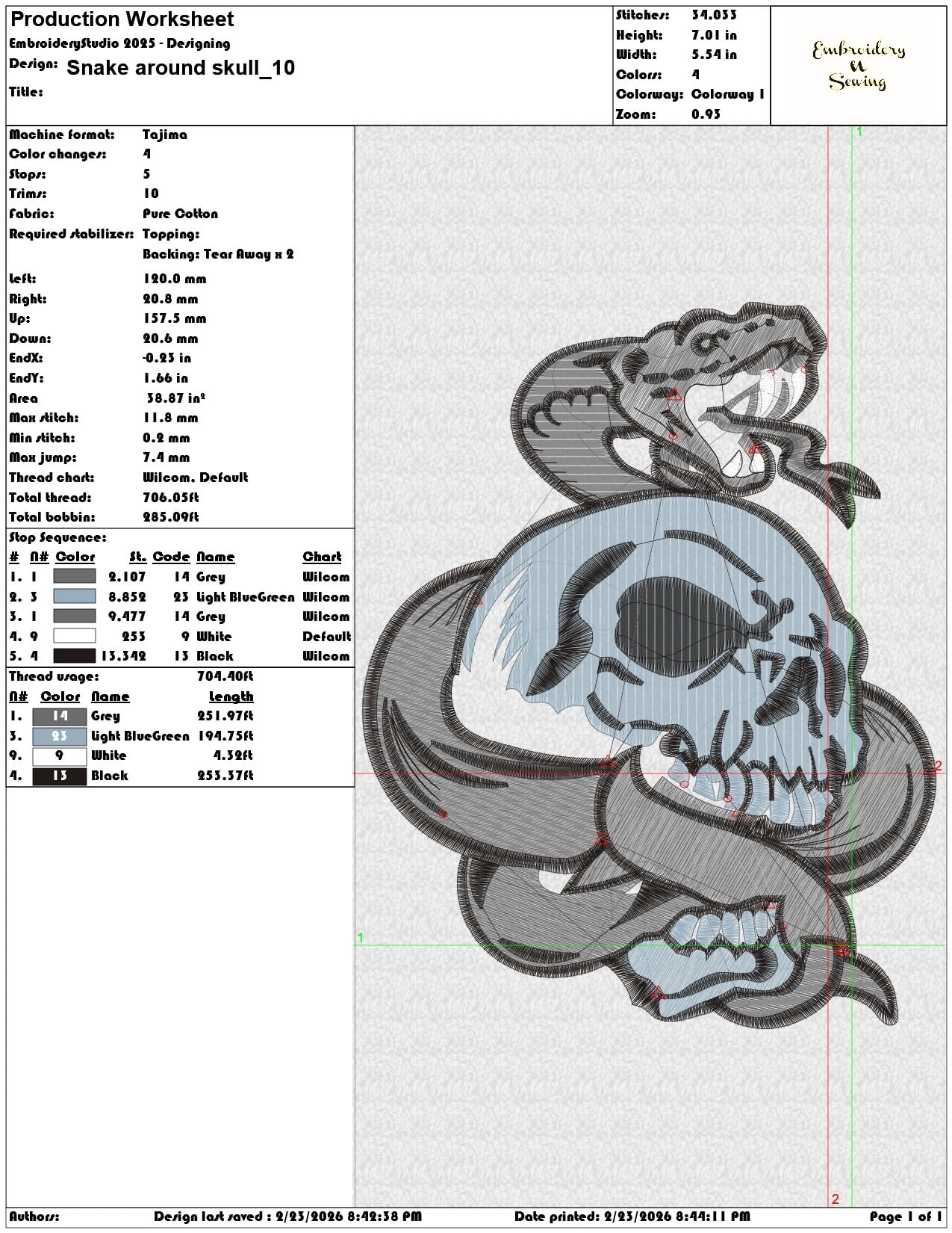 Snake around skull  - Elegant embroidery design file-instant download — view 3