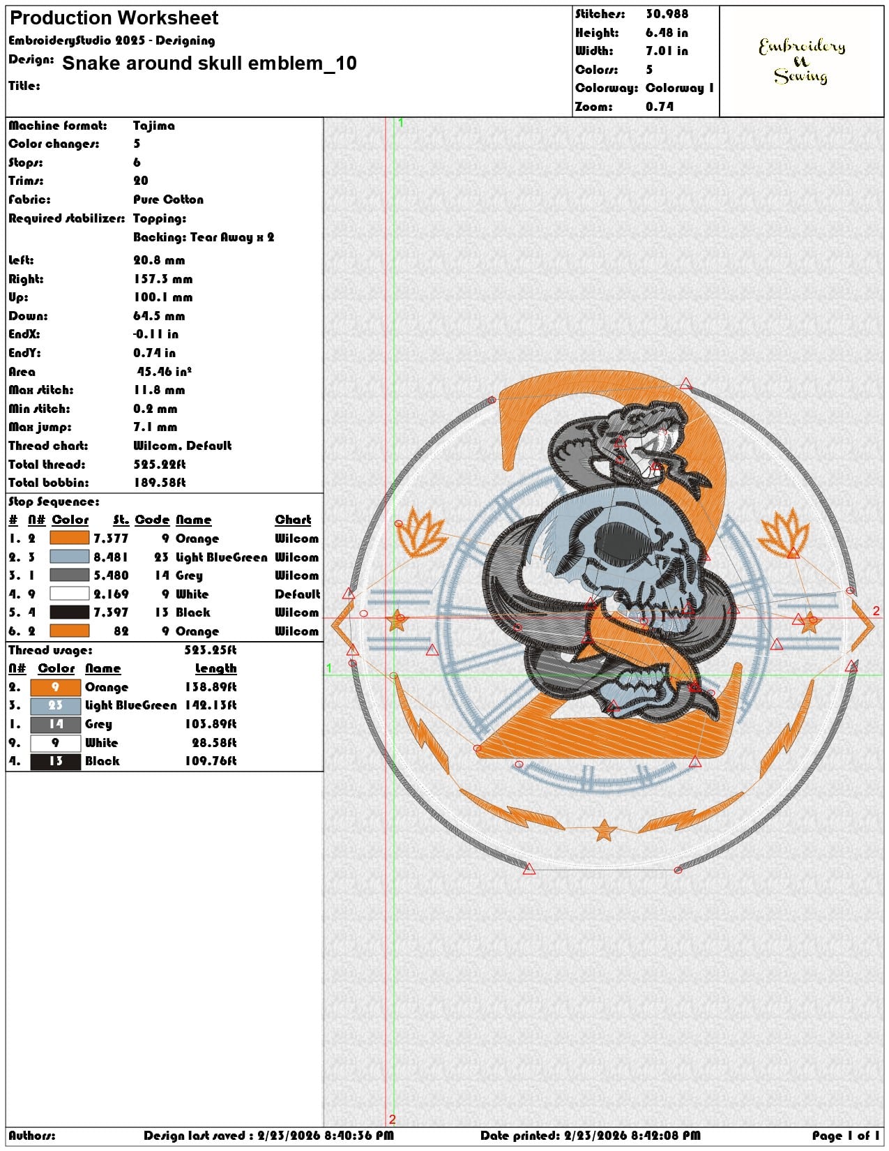 Snake around skull emblem  - Elegant embroidery design file-instant download — view 3