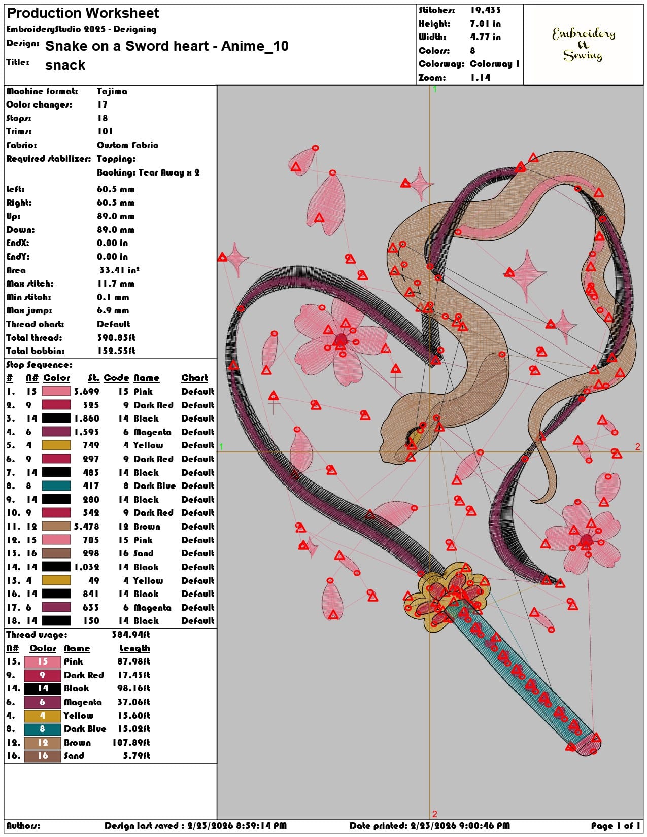 Snake on a Sword heart Anime  - Elegant embroidery design file-instant download — view 3