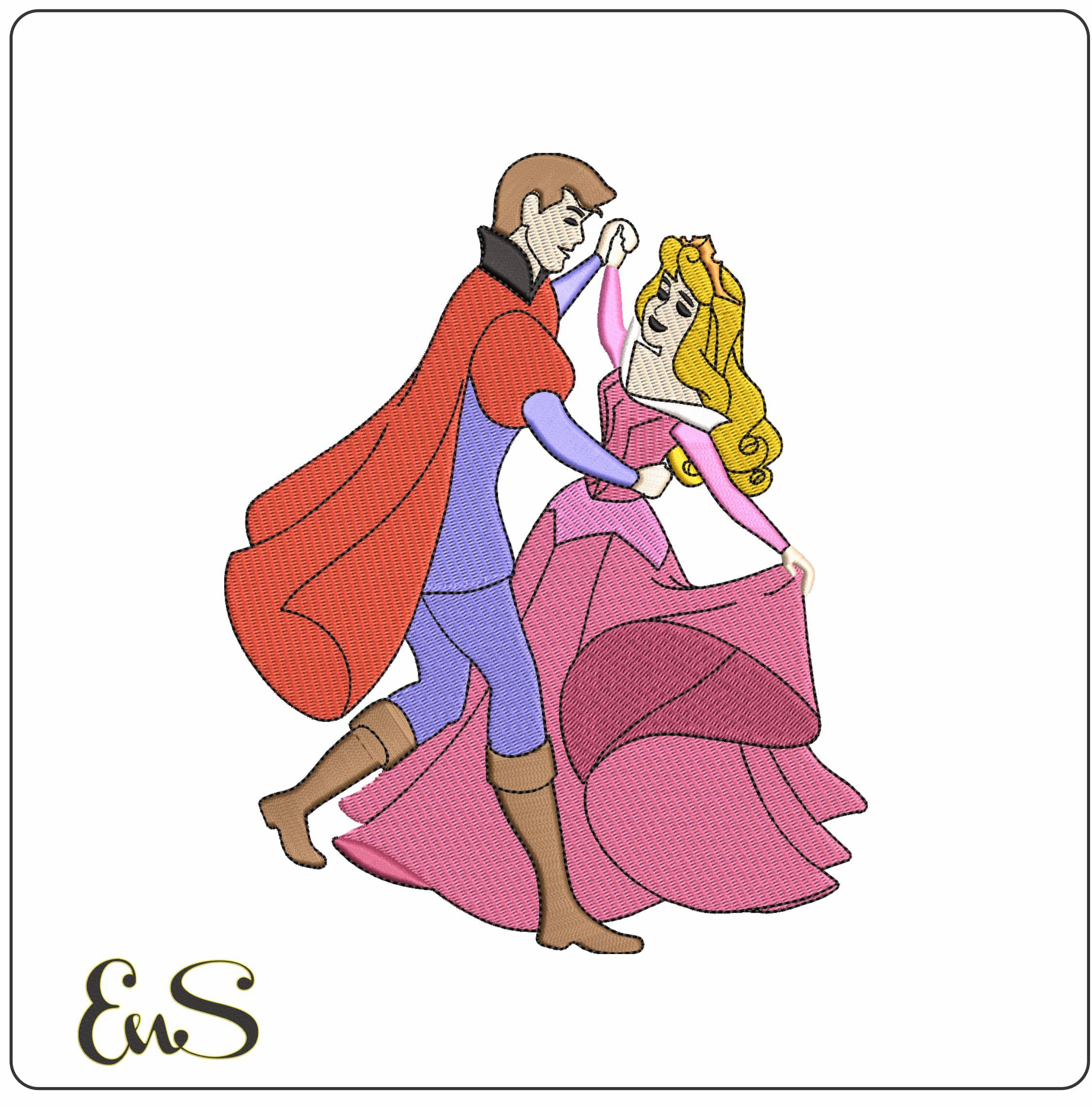 Snow White and Prince Charming  - Elegant embroidery design file-instant download