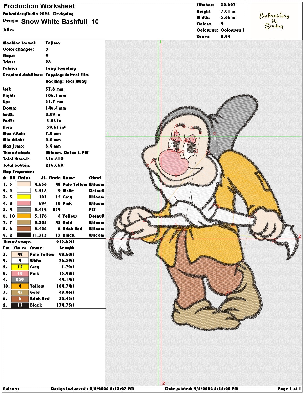 Snow White Bashfull  - Elegant embroidery design file-instant download — view 3