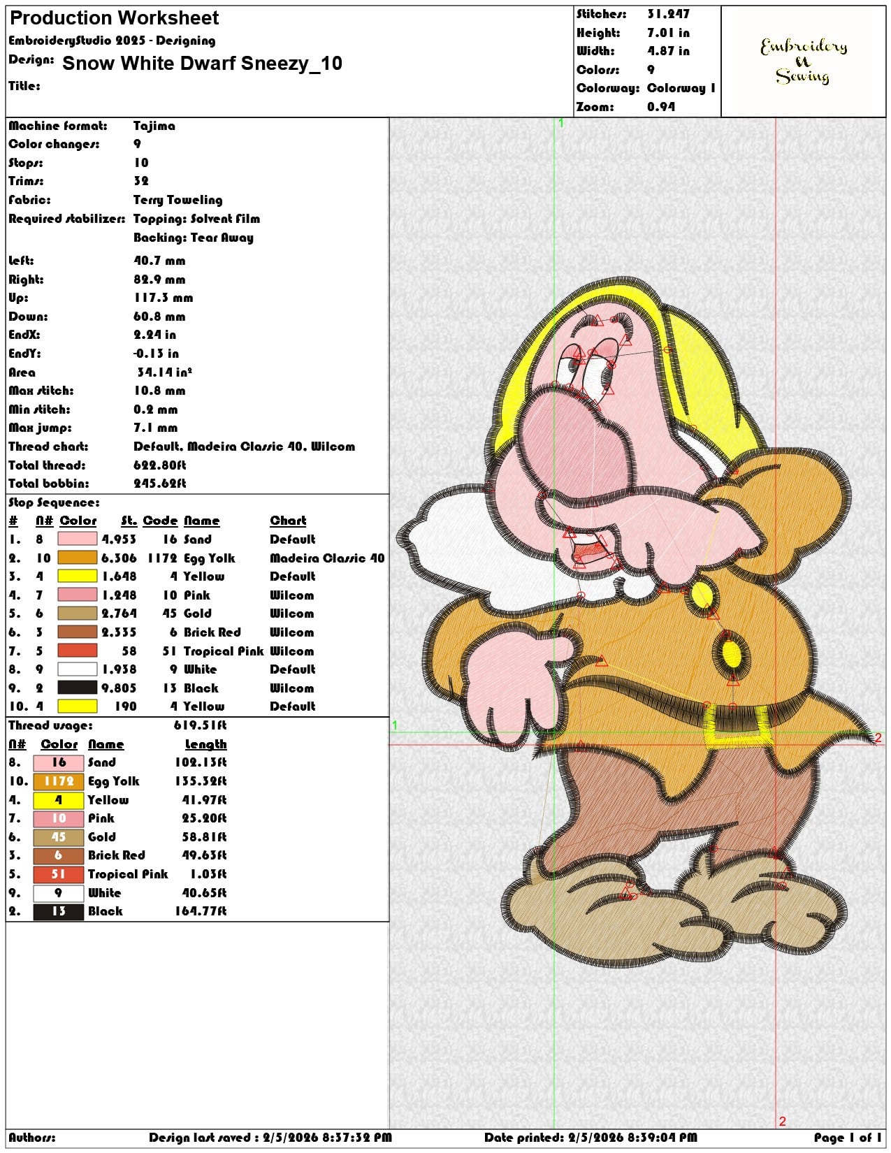 Snow White Dwarf Sneezy  - Elegant embroidery design file-instant download — view 3
