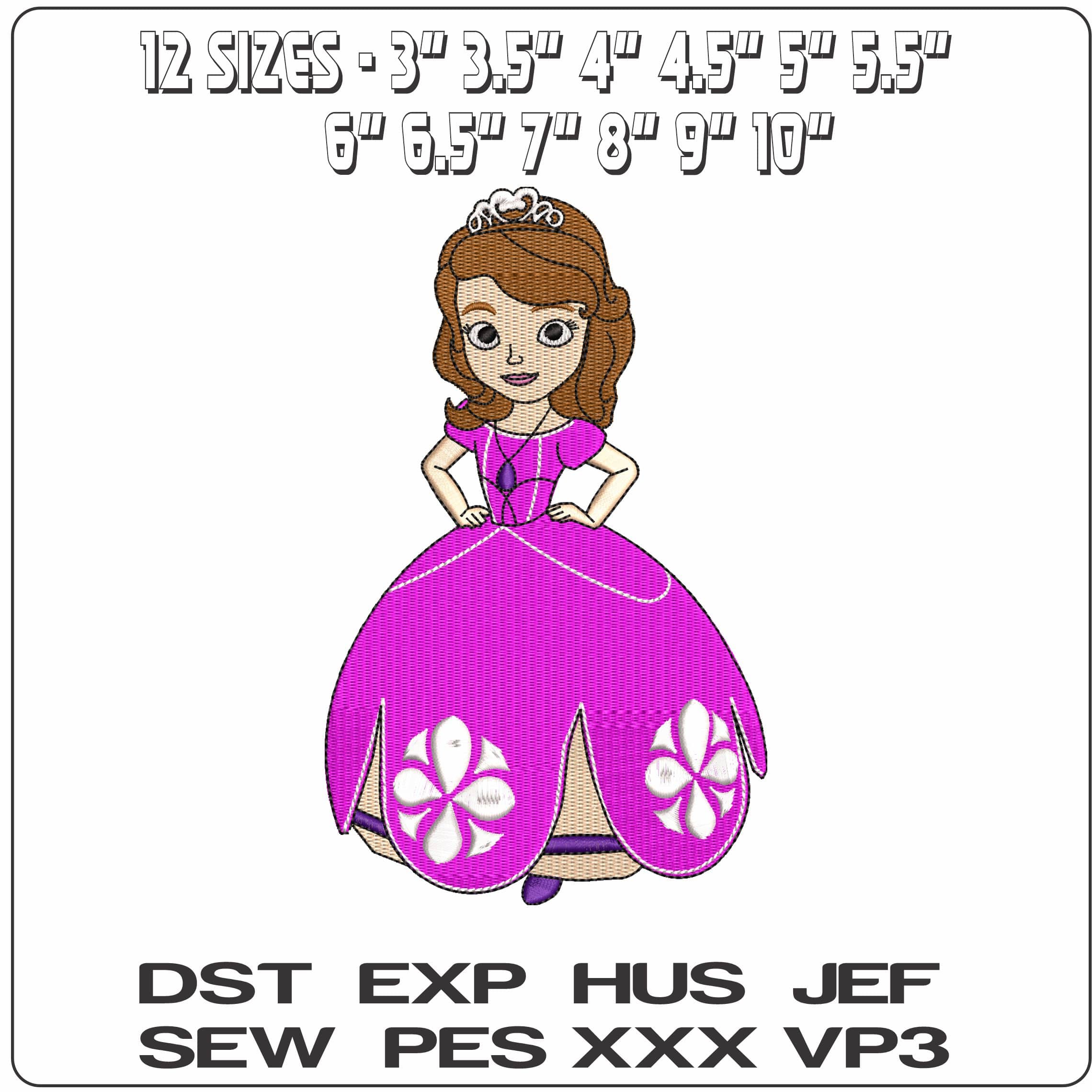 Sofia The First Princess Disney Cartoon  - Elegant embroidery design file-instant download — view 2