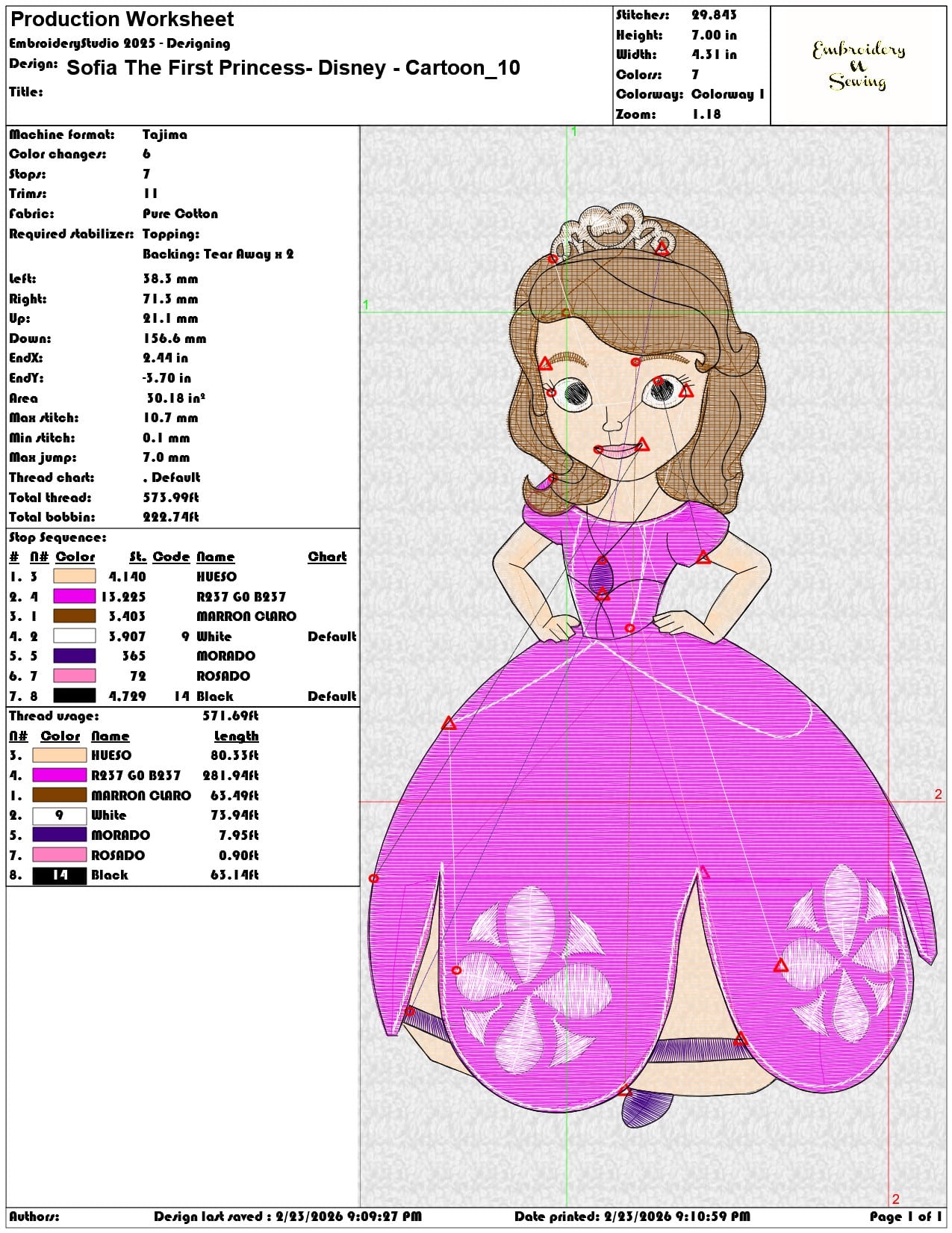 Sofia The First Princess Disney Cartoon  - Elegant embroidery design file-instant download — view 3