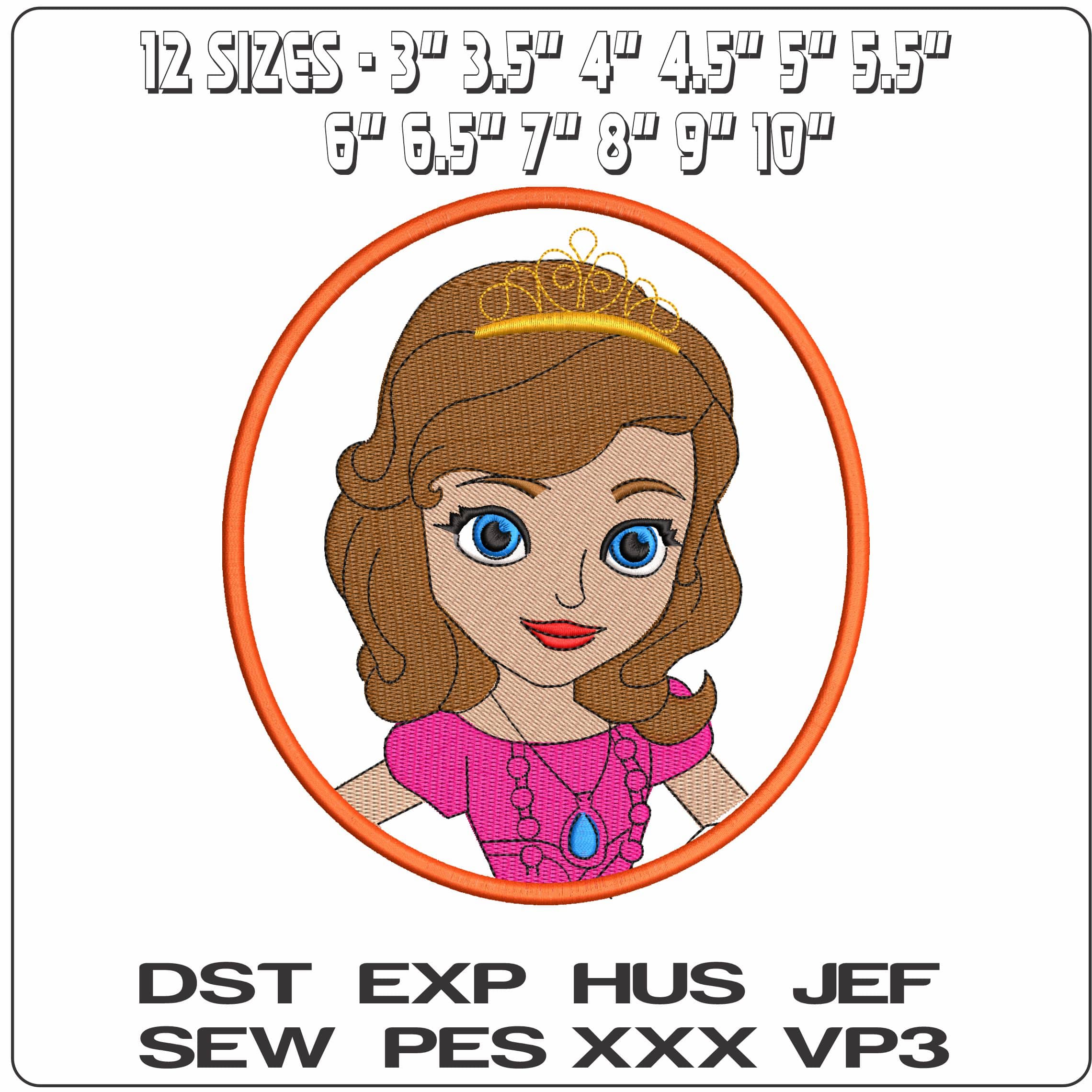 Sofia The First Princess in Frame Disney Cartoon  - Elegant embroidery design file-instant download — view 2