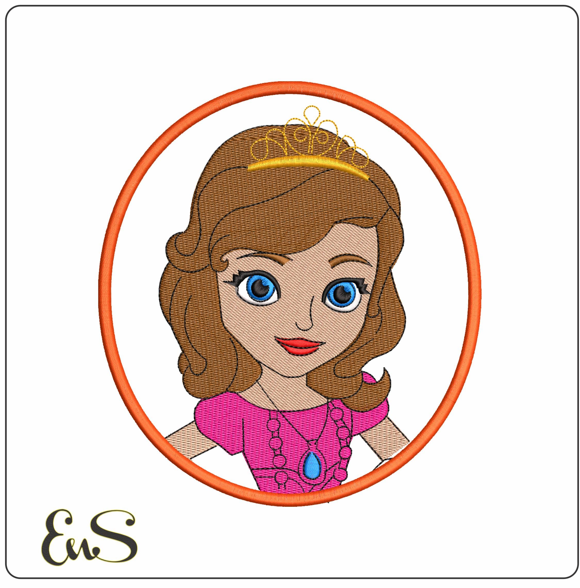 Sofia The First Princess in Frame Disney Cartoon  - Elegant embroidery design file-instant download