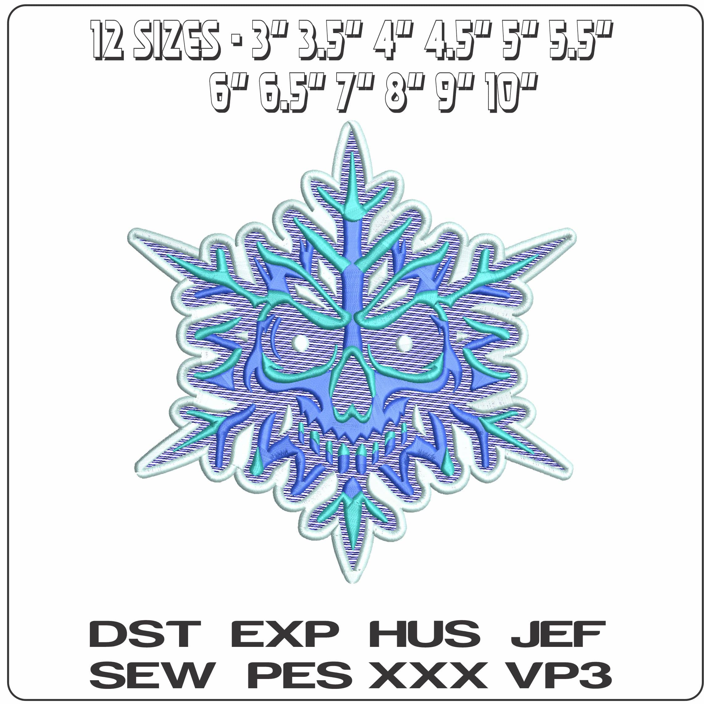 Snowflake Skull  - Elegant embroidery design file-instant download — view 2
