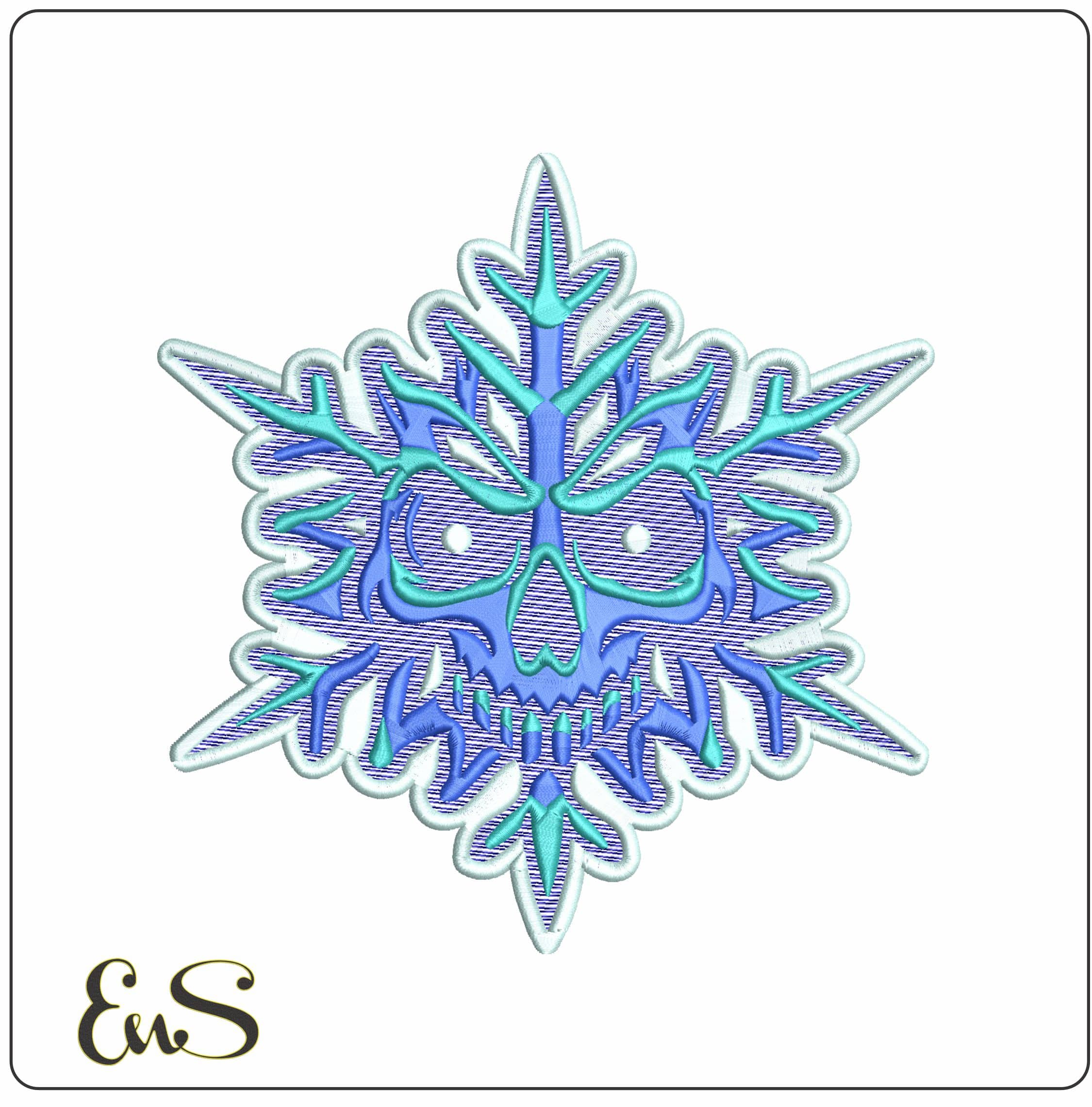 Snowflake Skull  - Elegant embroidery design file-instant download