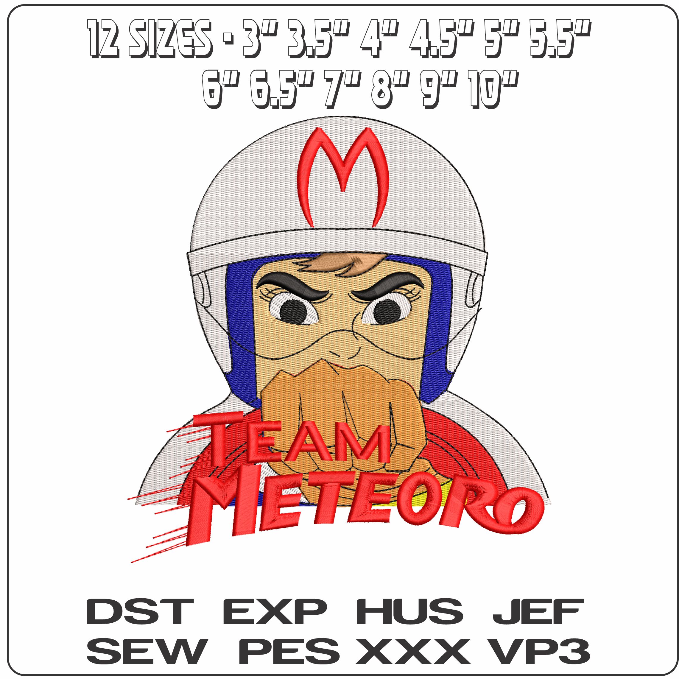 Speed Racer Team Meteoro Mach GoGoGo Anime  - Elegant embroidery design file-instant download — view 2