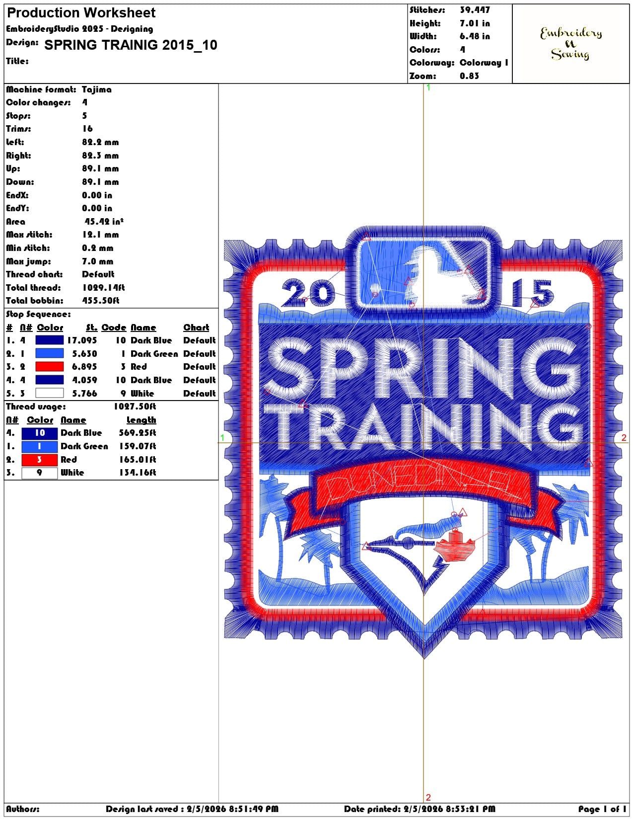 SPRING TRAINIG 2015  - Elegant embroidery design file-instant download — view 3