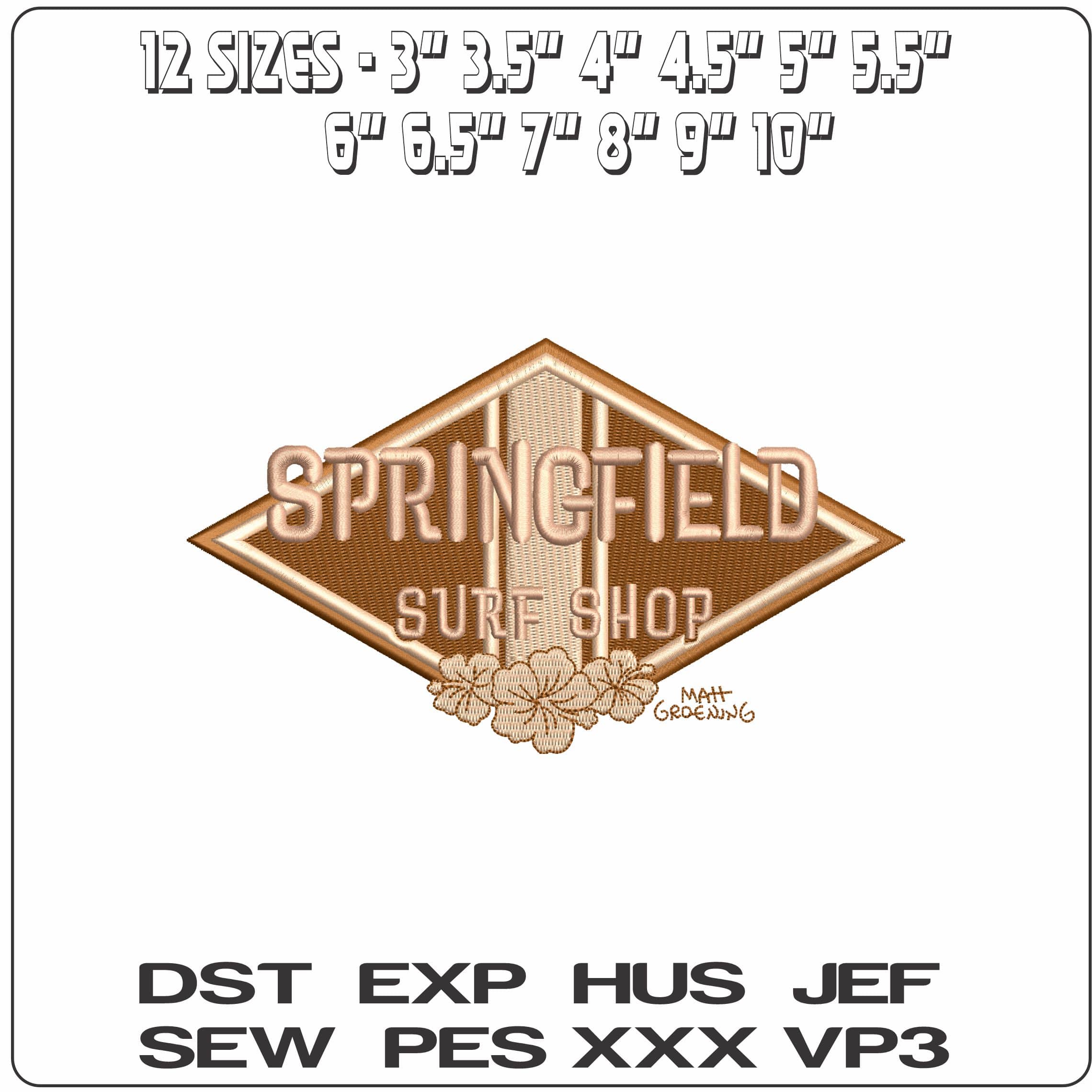 Springfield Surf Shop The Simspons  - Elegant embroidery design file-instant download — view 2