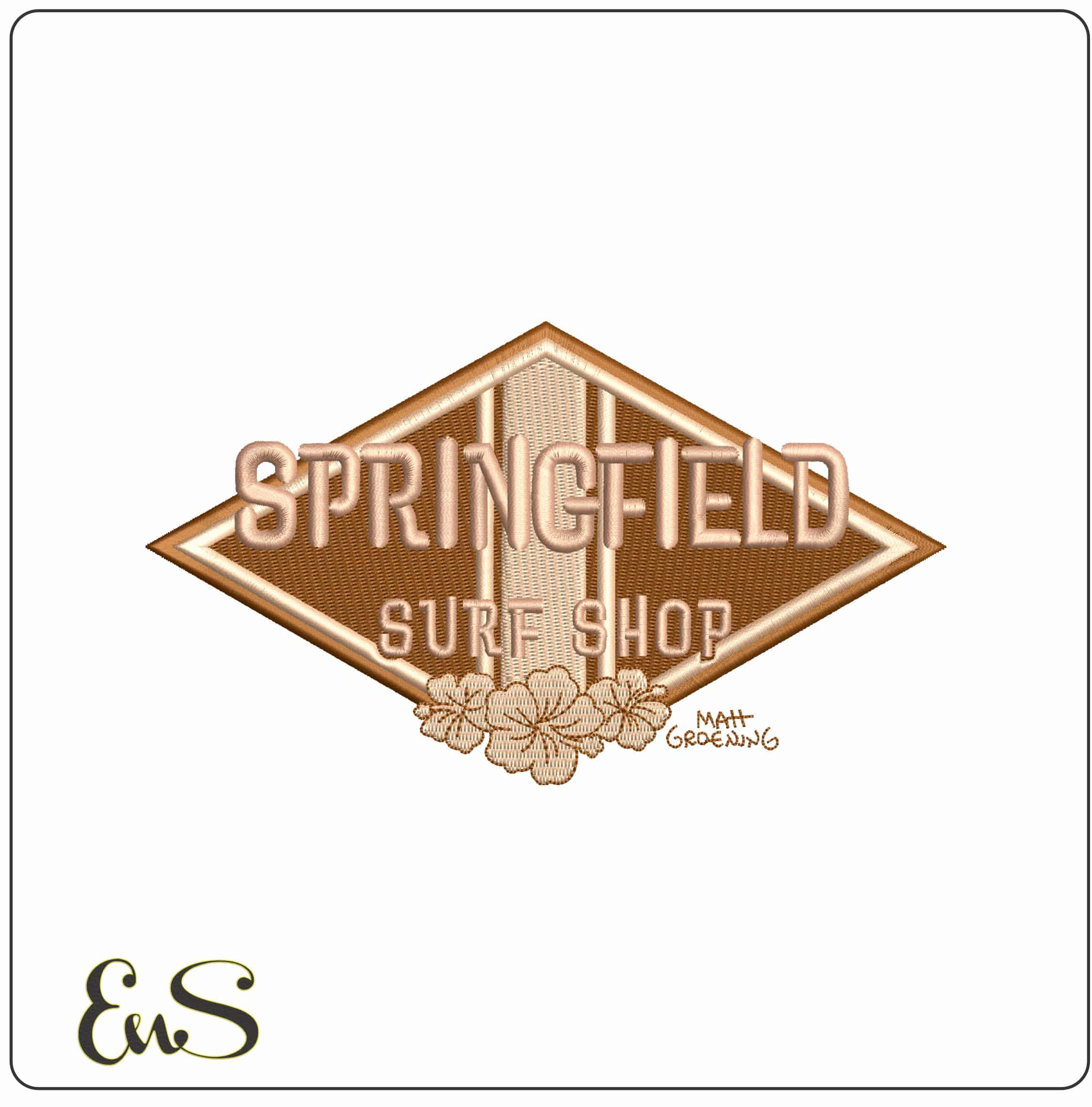 Springfield Surf Shop The Simspons  - Elegant embroidery design file-instant download