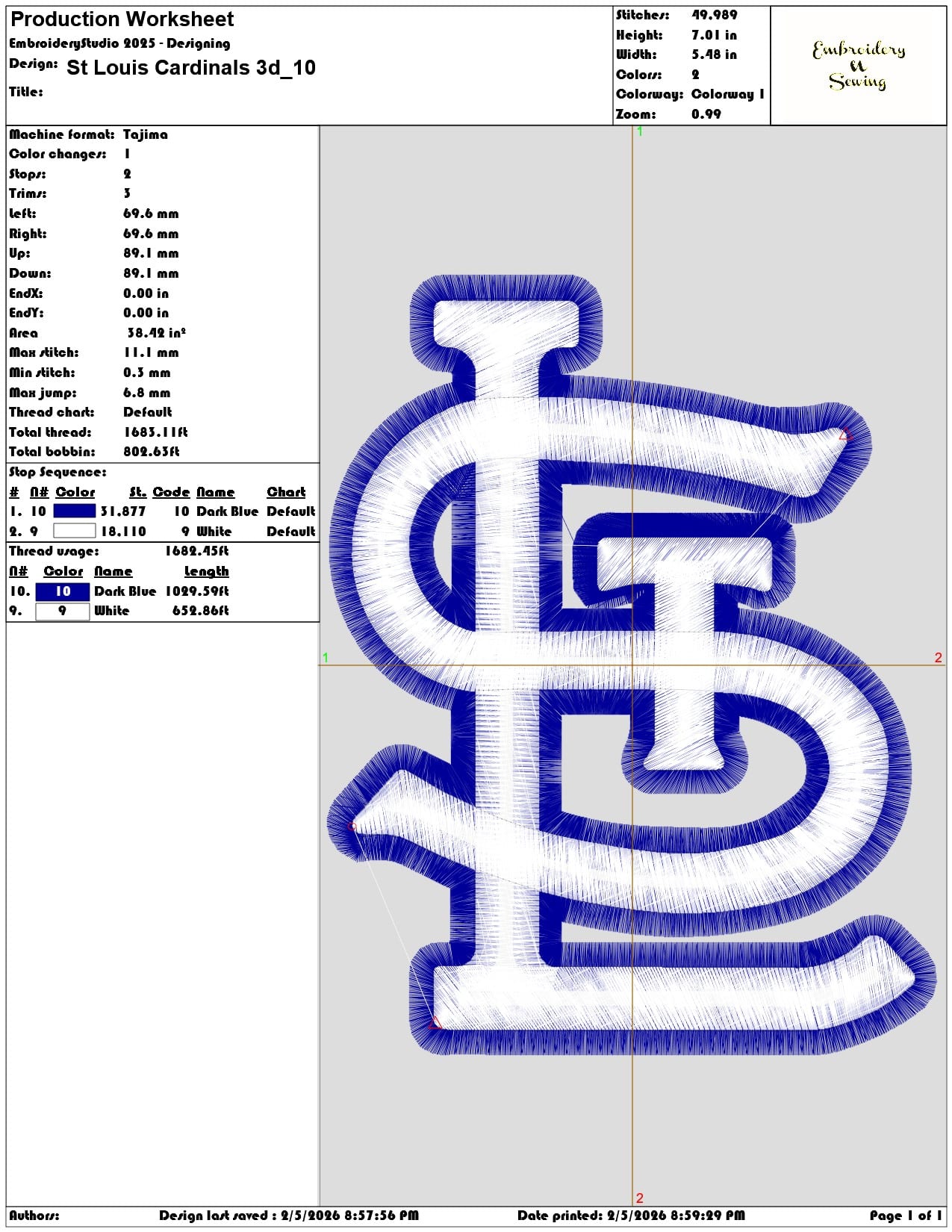 St Louis Cardinals 3d  - Elegant embroidery design file-instant download — view 3