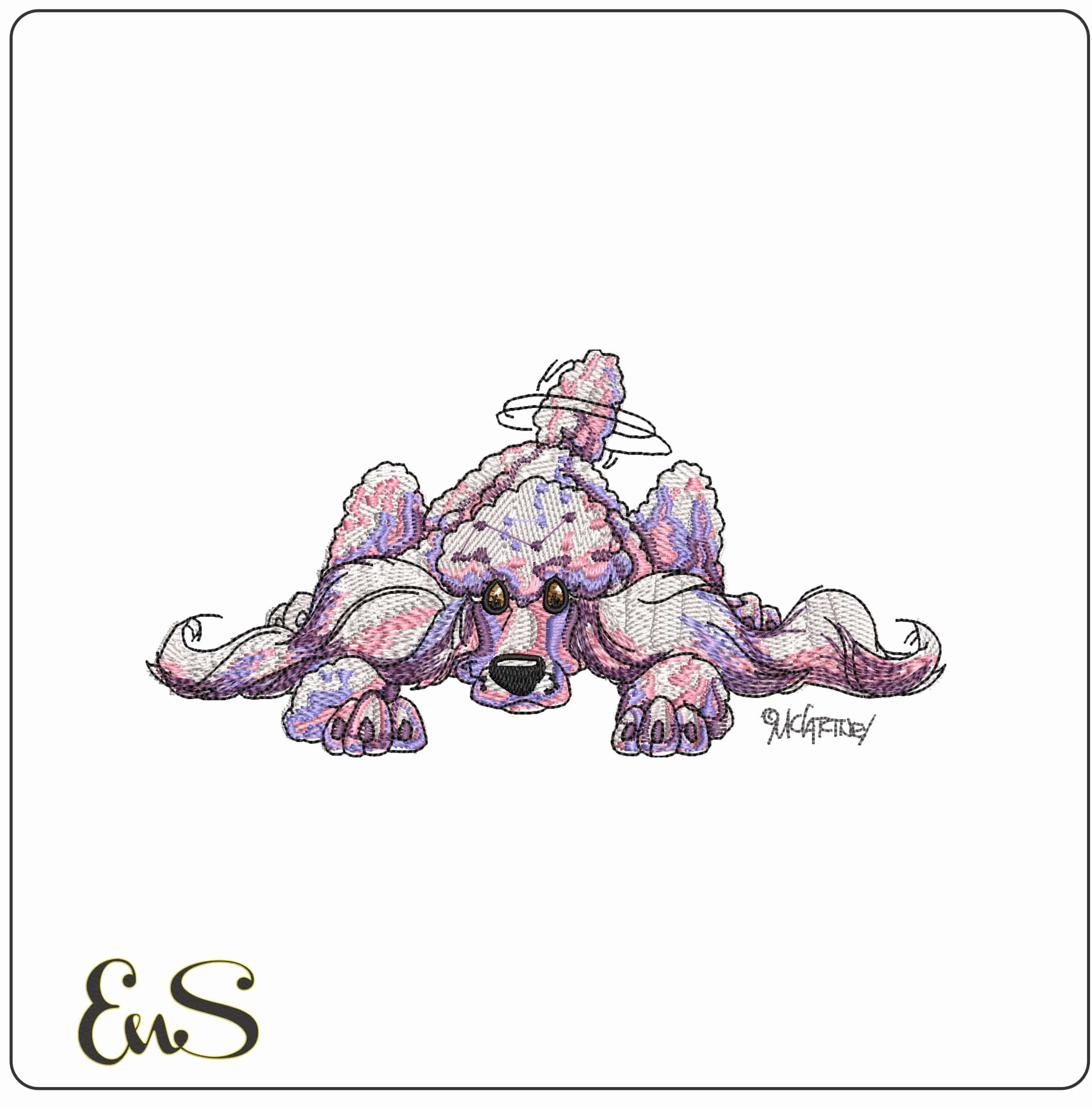 Standard Poodle Laying down  - Elegant embroidery design file-instant download