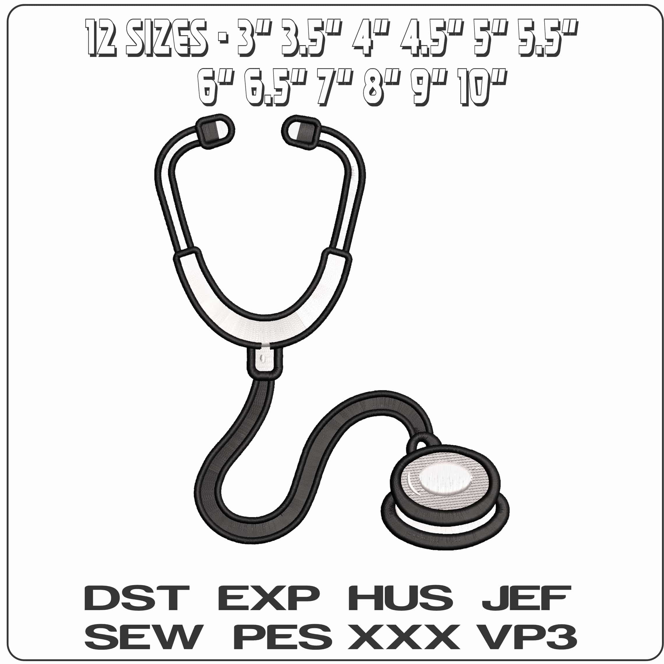 Stethoscope  - Elegant embroidery design file-instant download — view 2