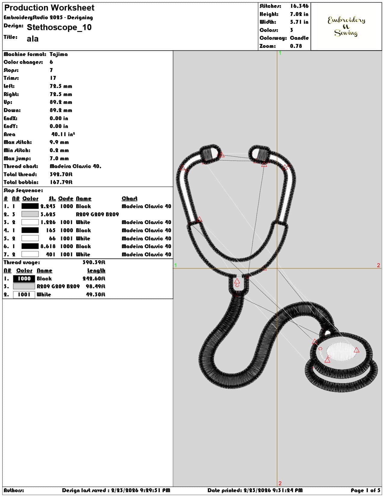 Stethoscope  - Elegant embroidery design file-instant download — view 3