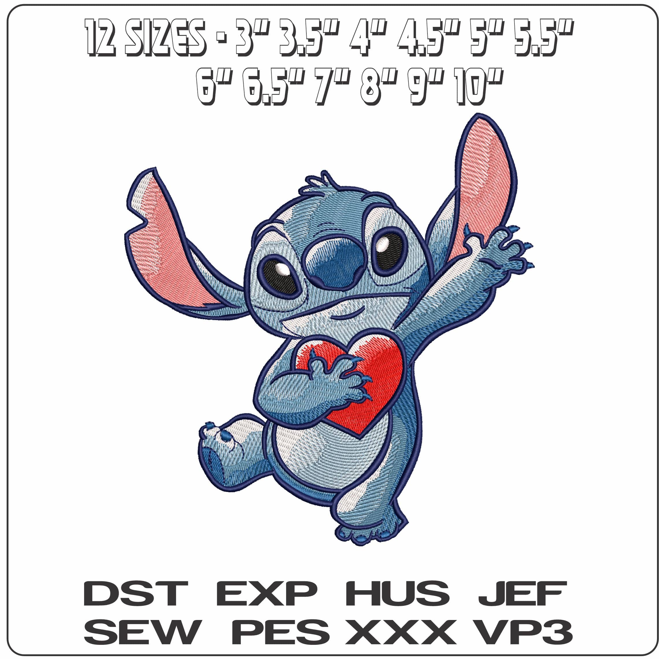 Stitch Heart  - Elegant embroidery design file-instant download — view 2