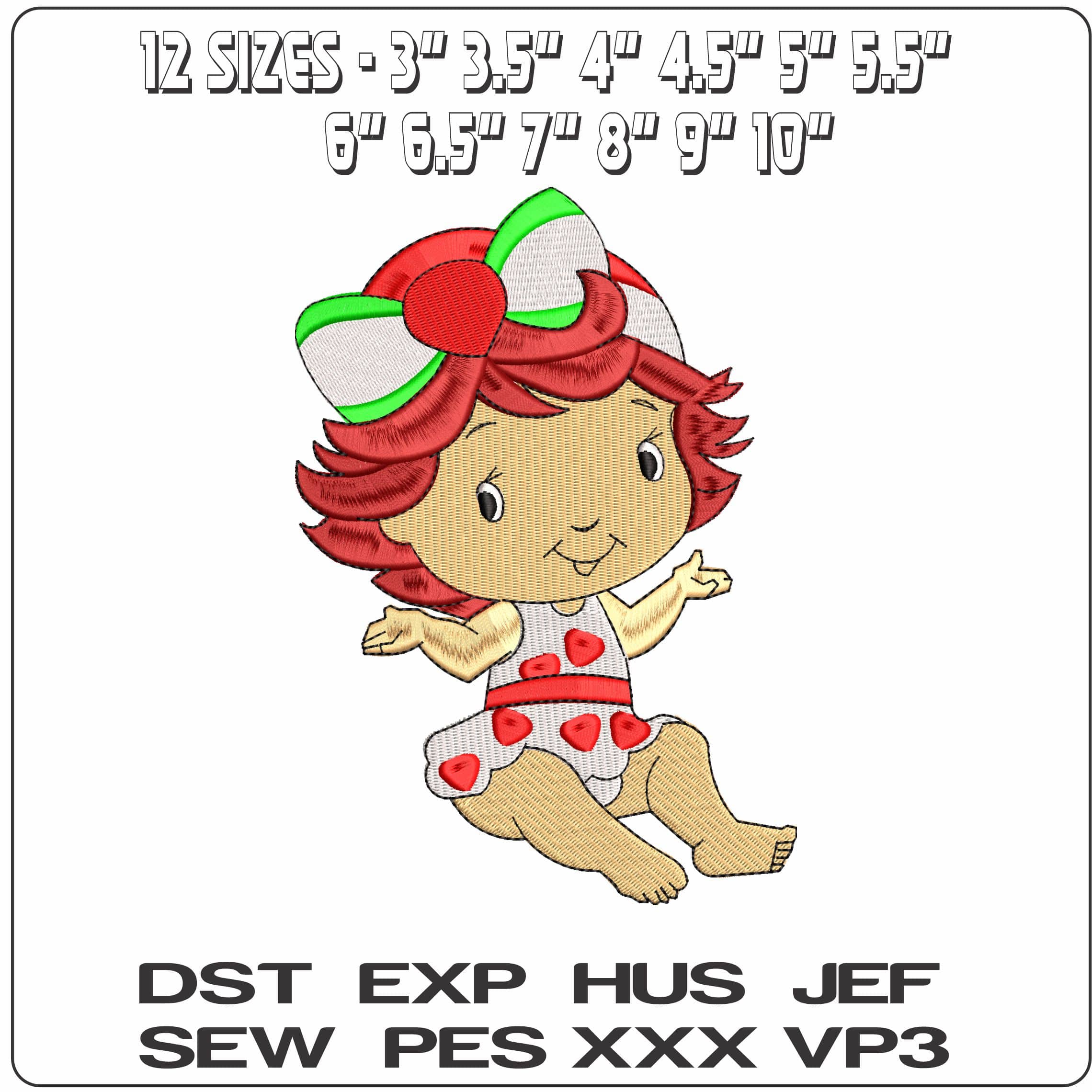 Strawberry Shortcake Cartoon  - Elegant embroidery design file-instant download — view 2