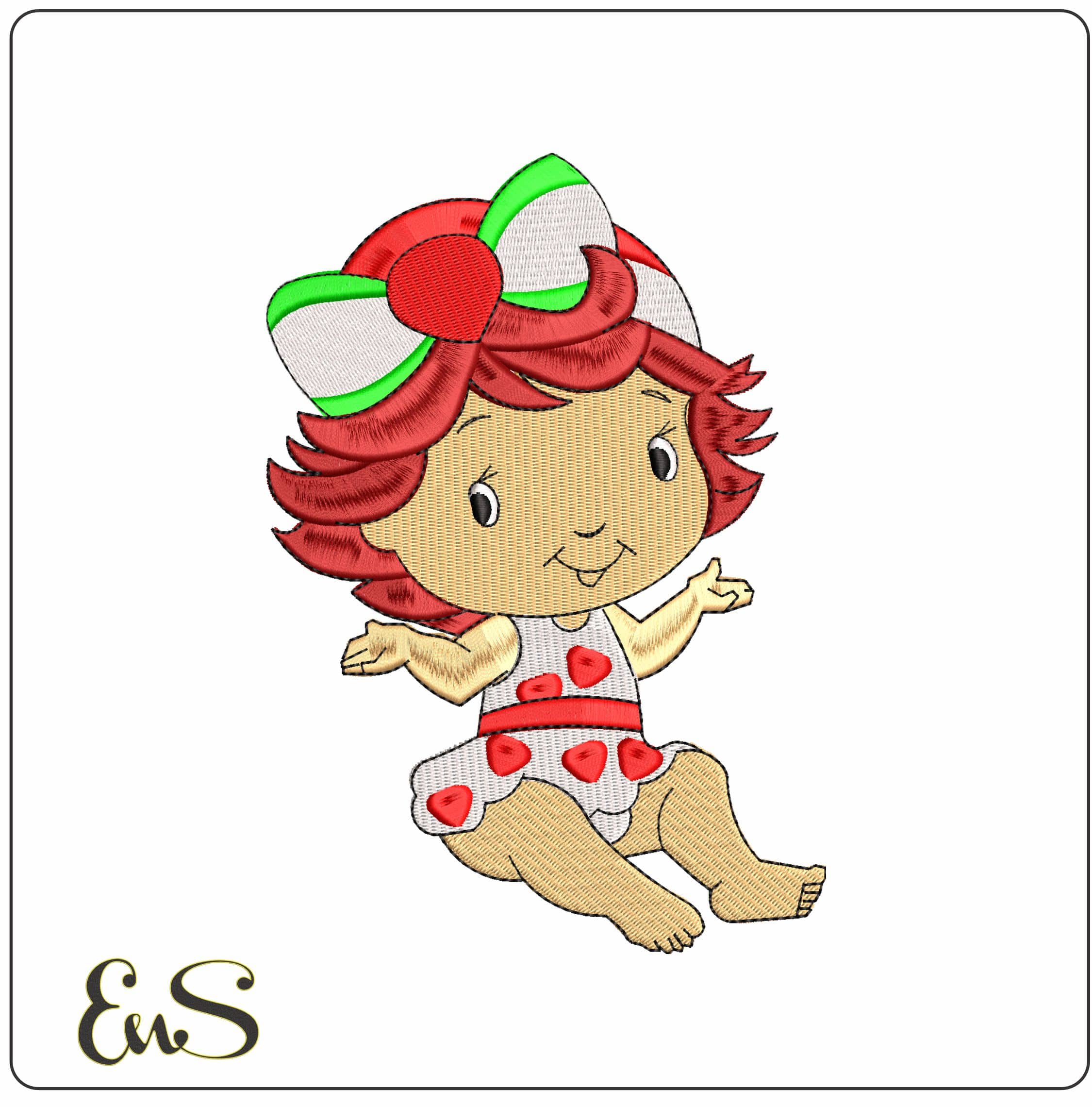 Strawberry Shortcake Cartoon  - Elegant embroidery design file-instant download