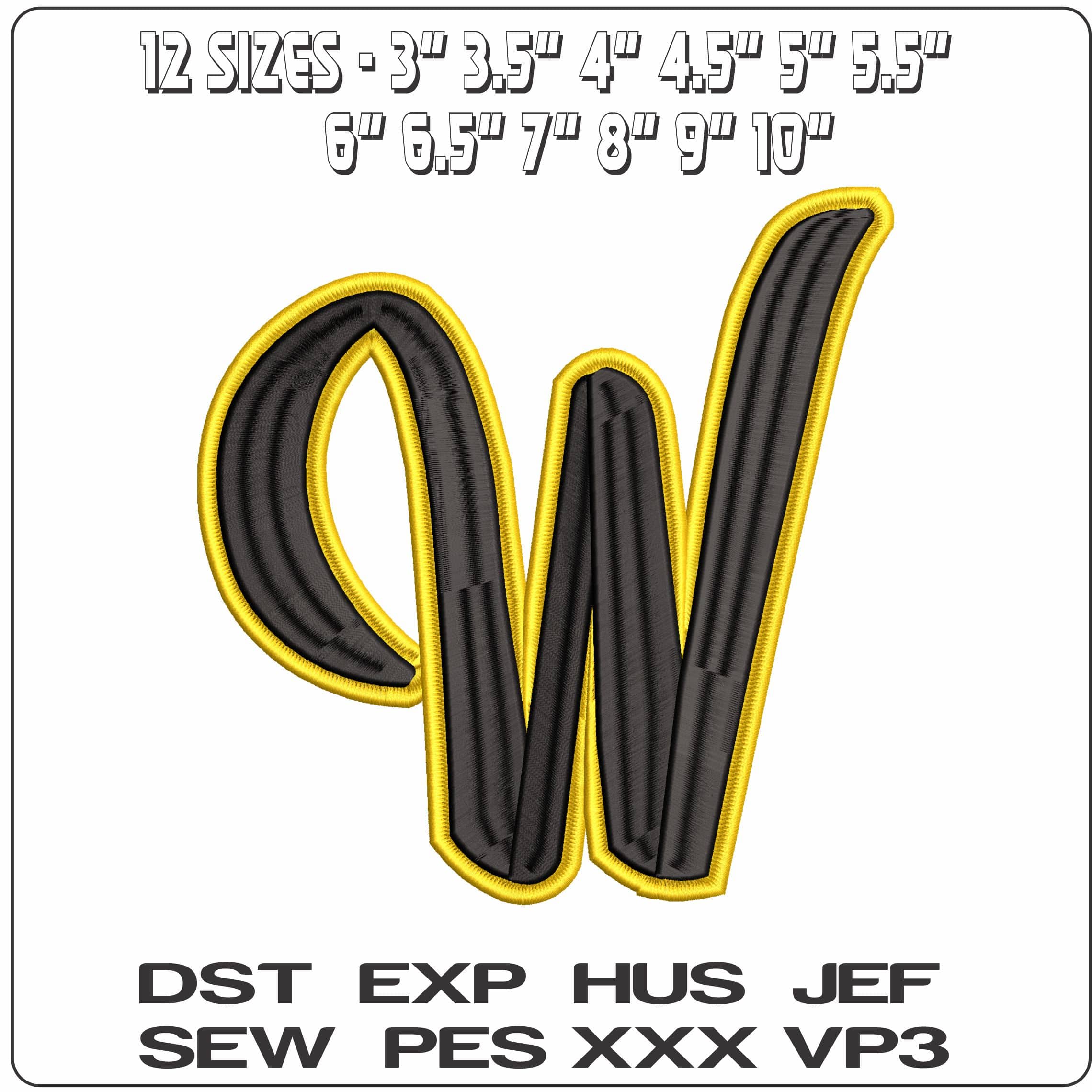 Stylish W  - Elegant embroidery design file-instant download — view 2