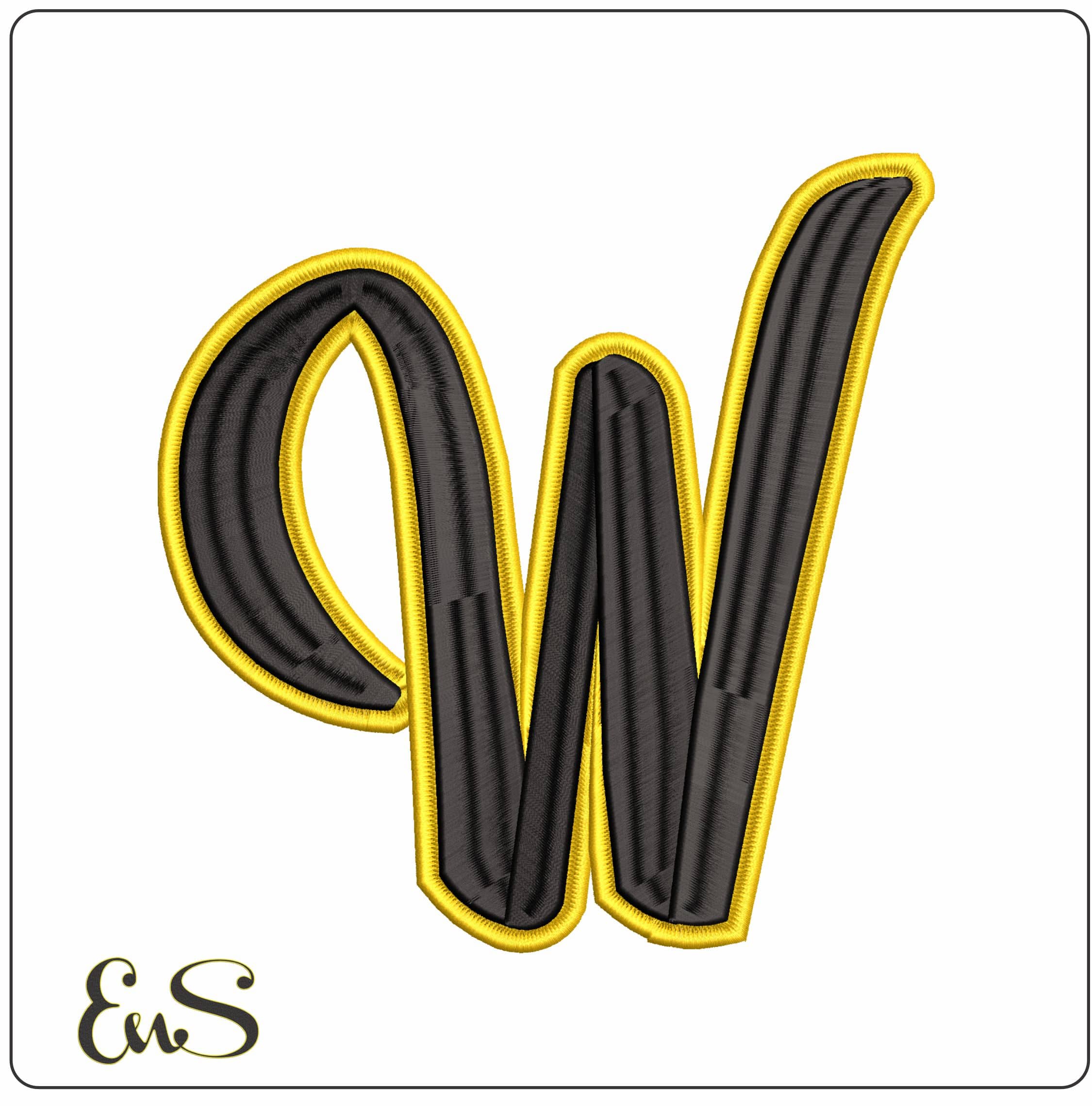 Stylish W  - Elegant embroidery design file-instant download