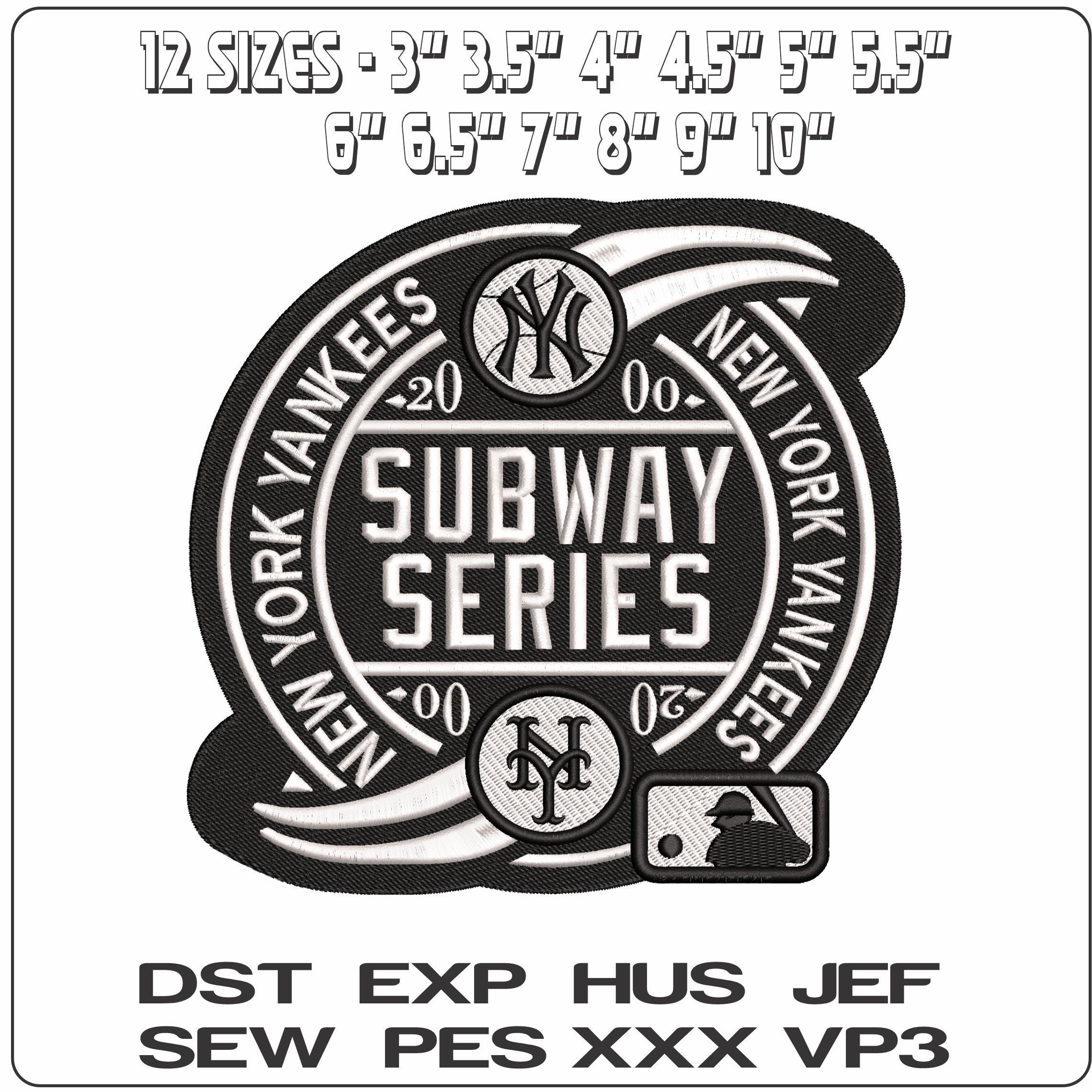 Subway Series 2000 YANKEES MLB  - Elegant embroidery design file-instant download — view 2