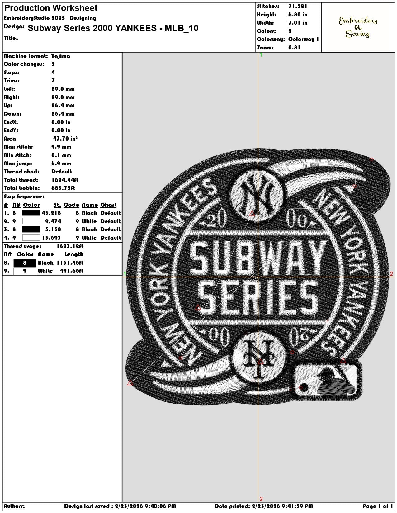Subway Series 2000 YANKEES MLB  - Elegant embroidery design file-instant download — view 3