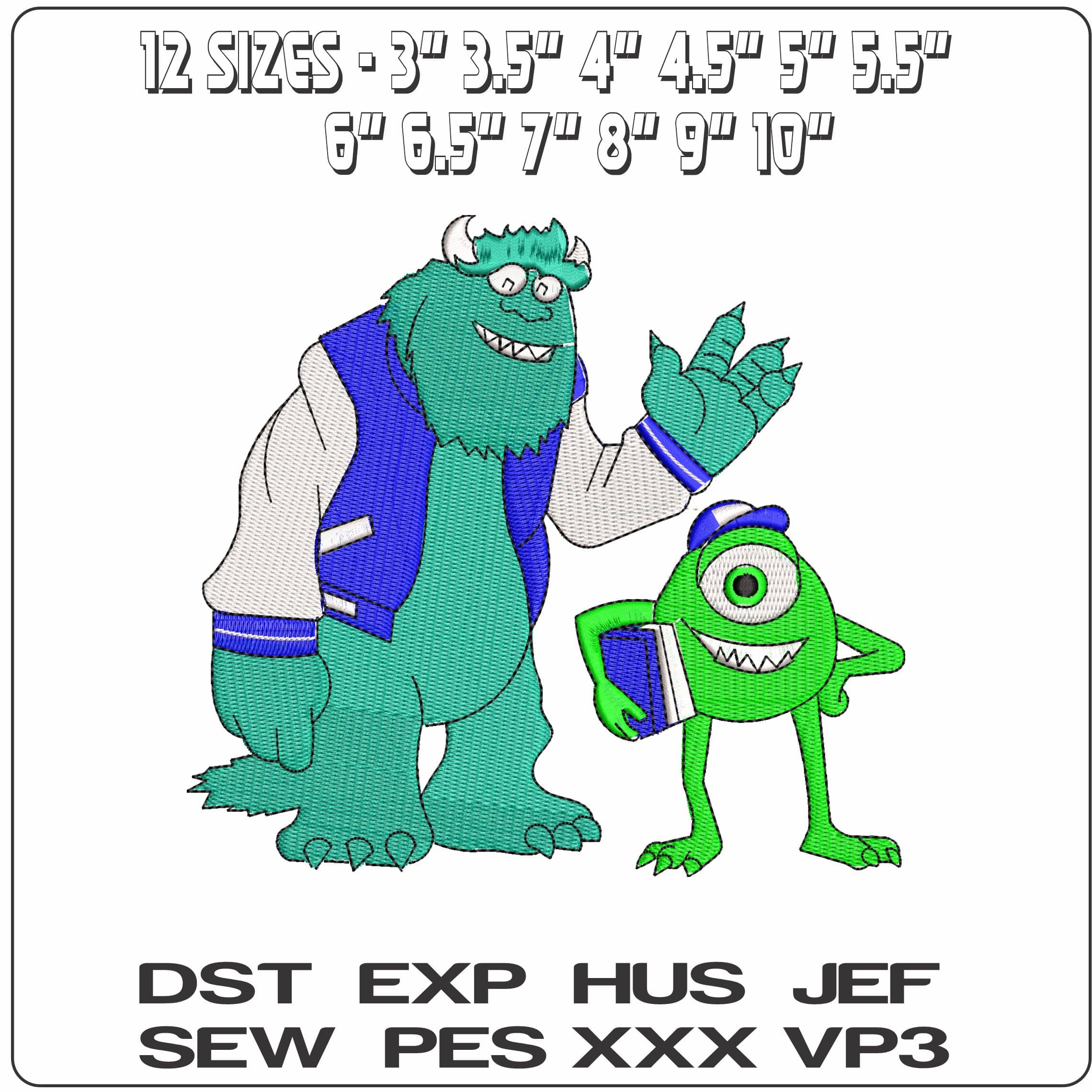 Sully and Mike Monsters Inc University  - Elegant embroidery design file-instant download — view 2