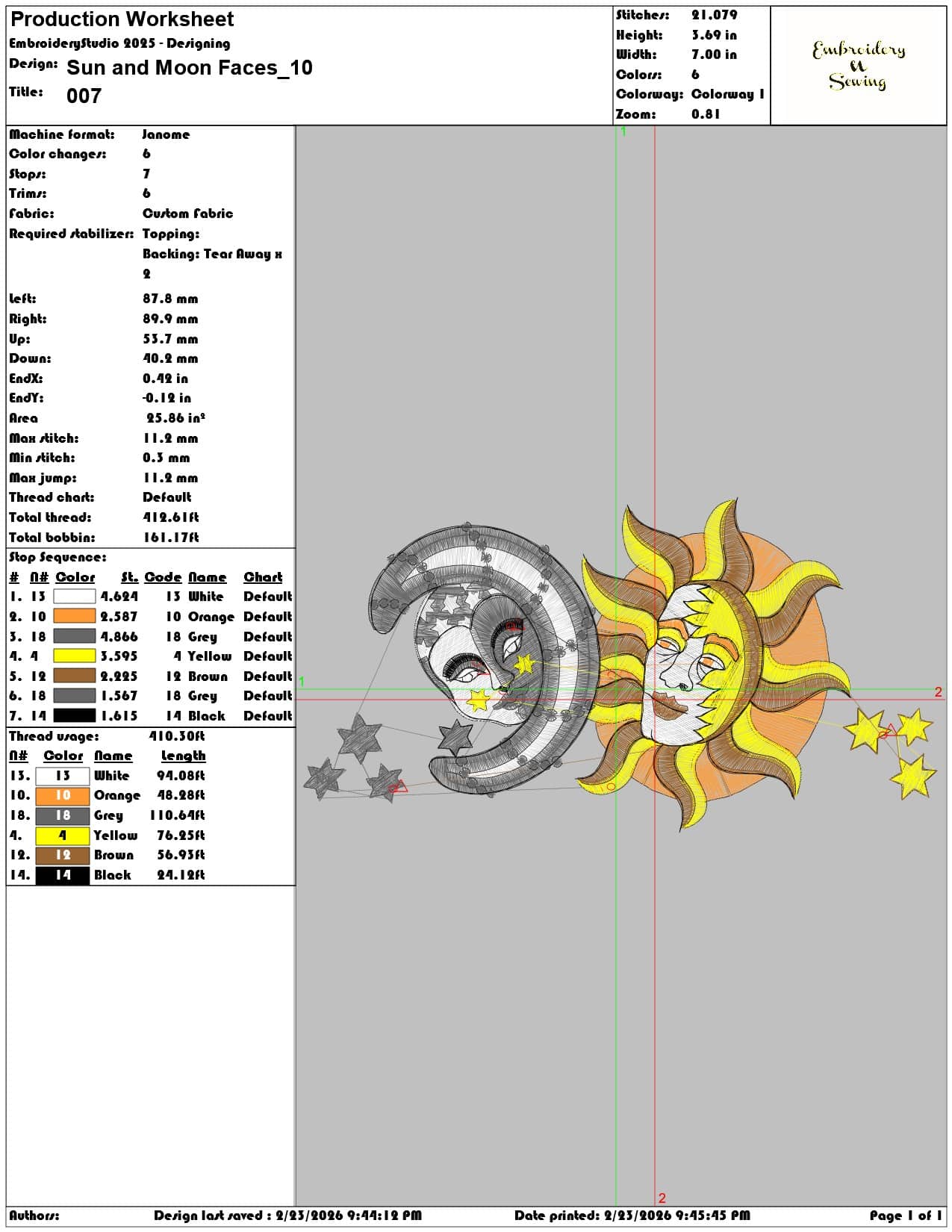 Sun and Moon Faces  - Elegant embroidery design file-instant download — view 3